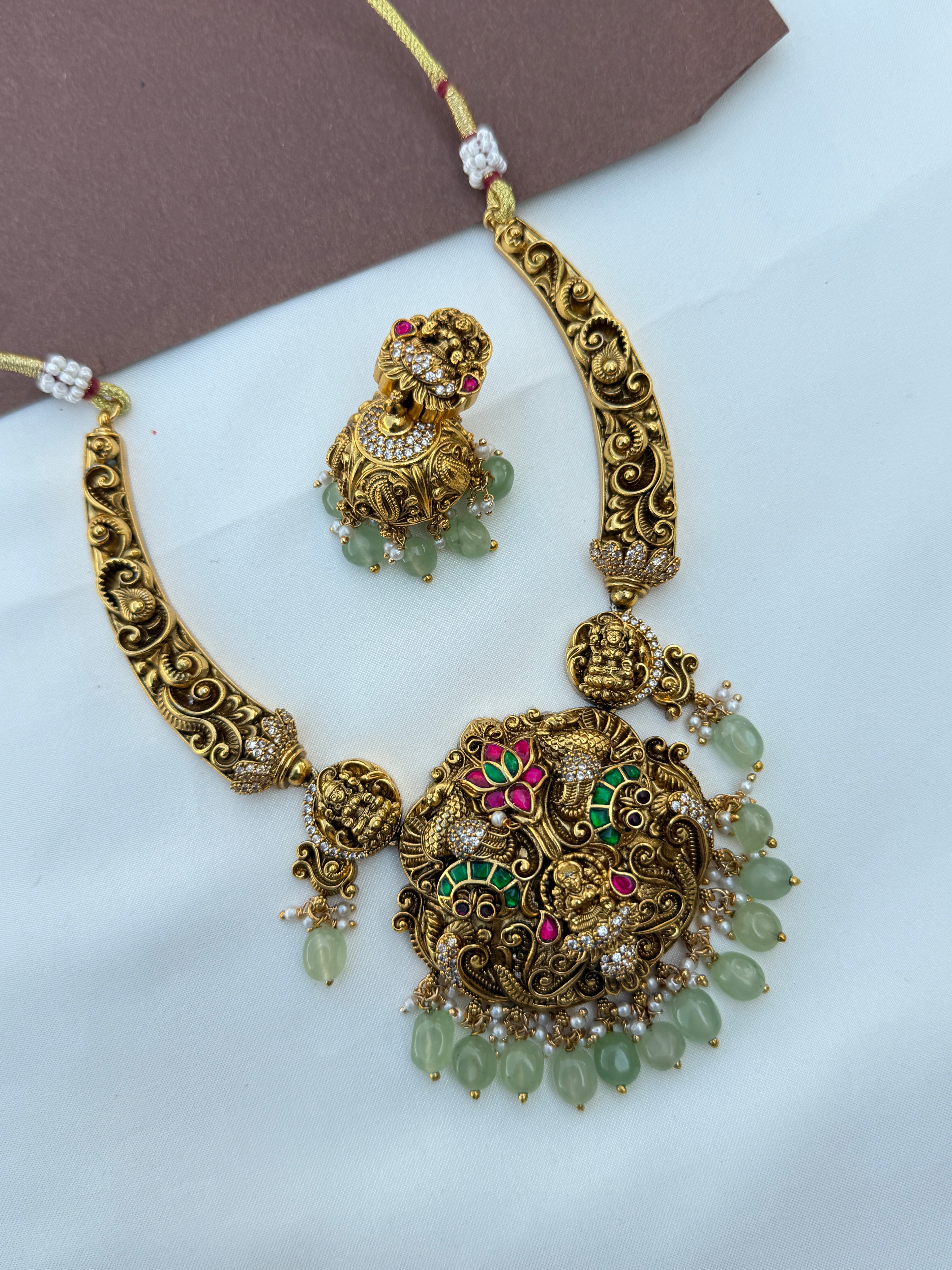 Ns615 jadau kundan nakshi lakshmi devi kante neckset
