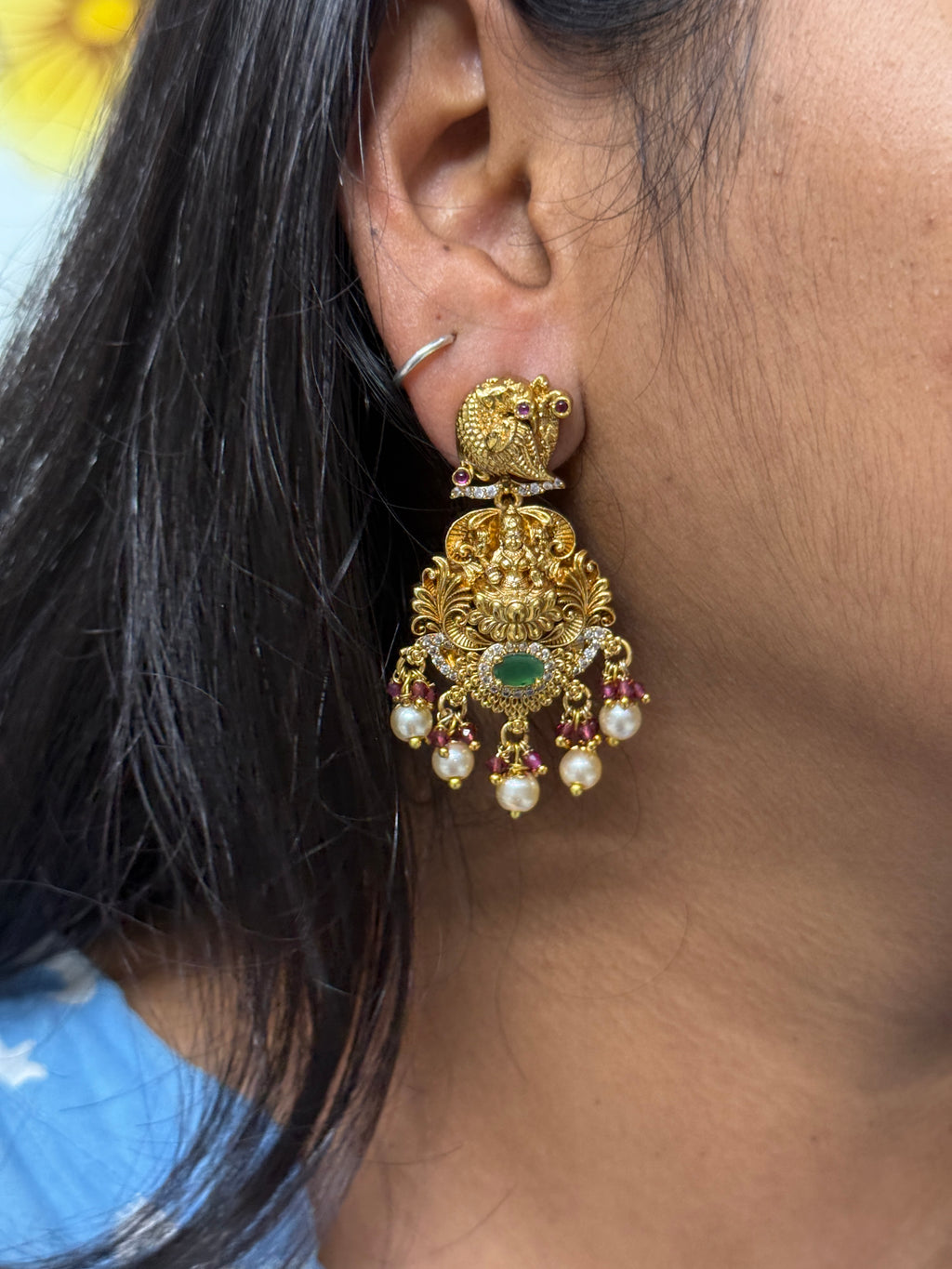 Er81 peacock Lakshmi Devi nakshi earrings
