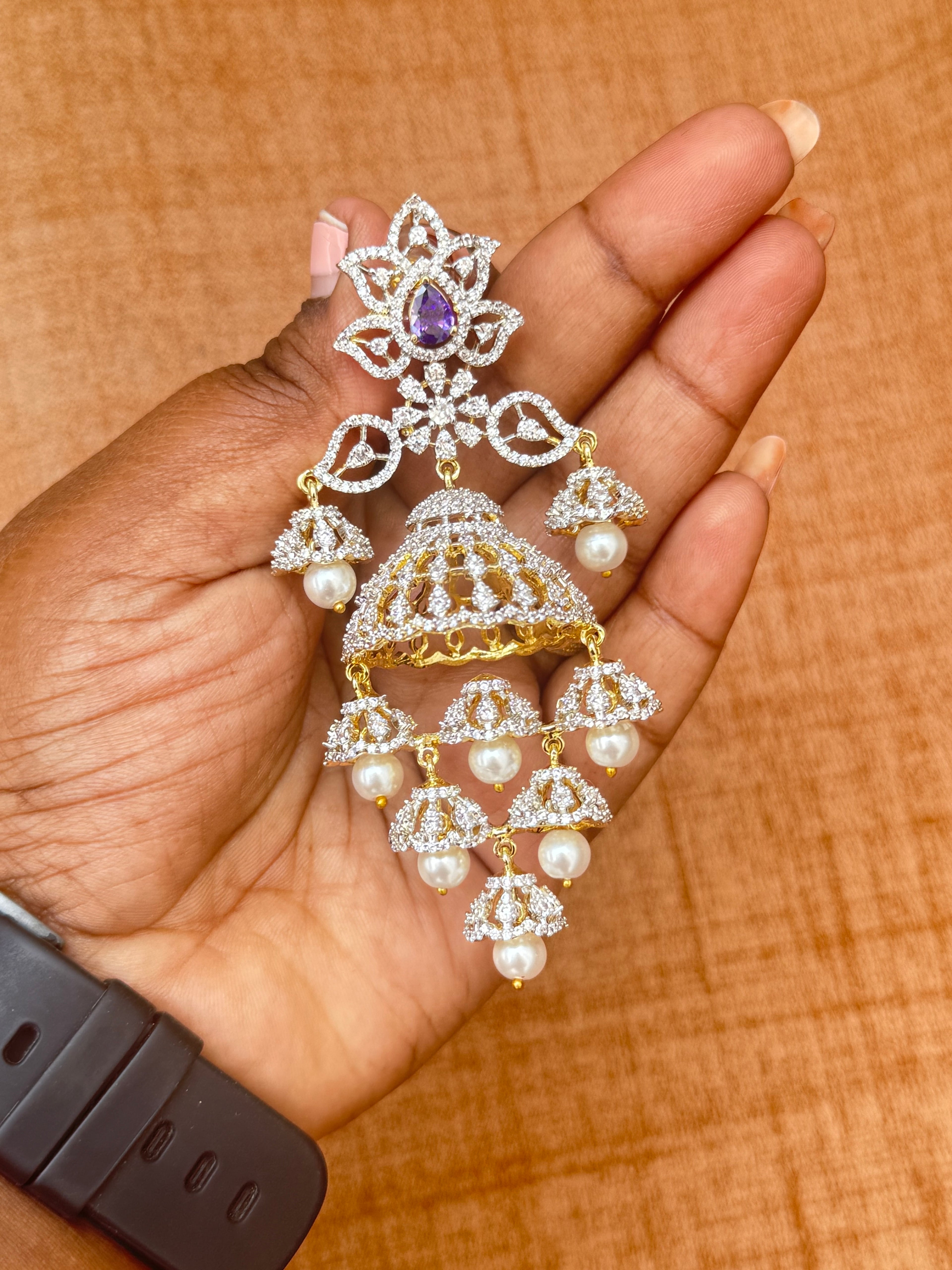 Purple diamond finish earrings df500