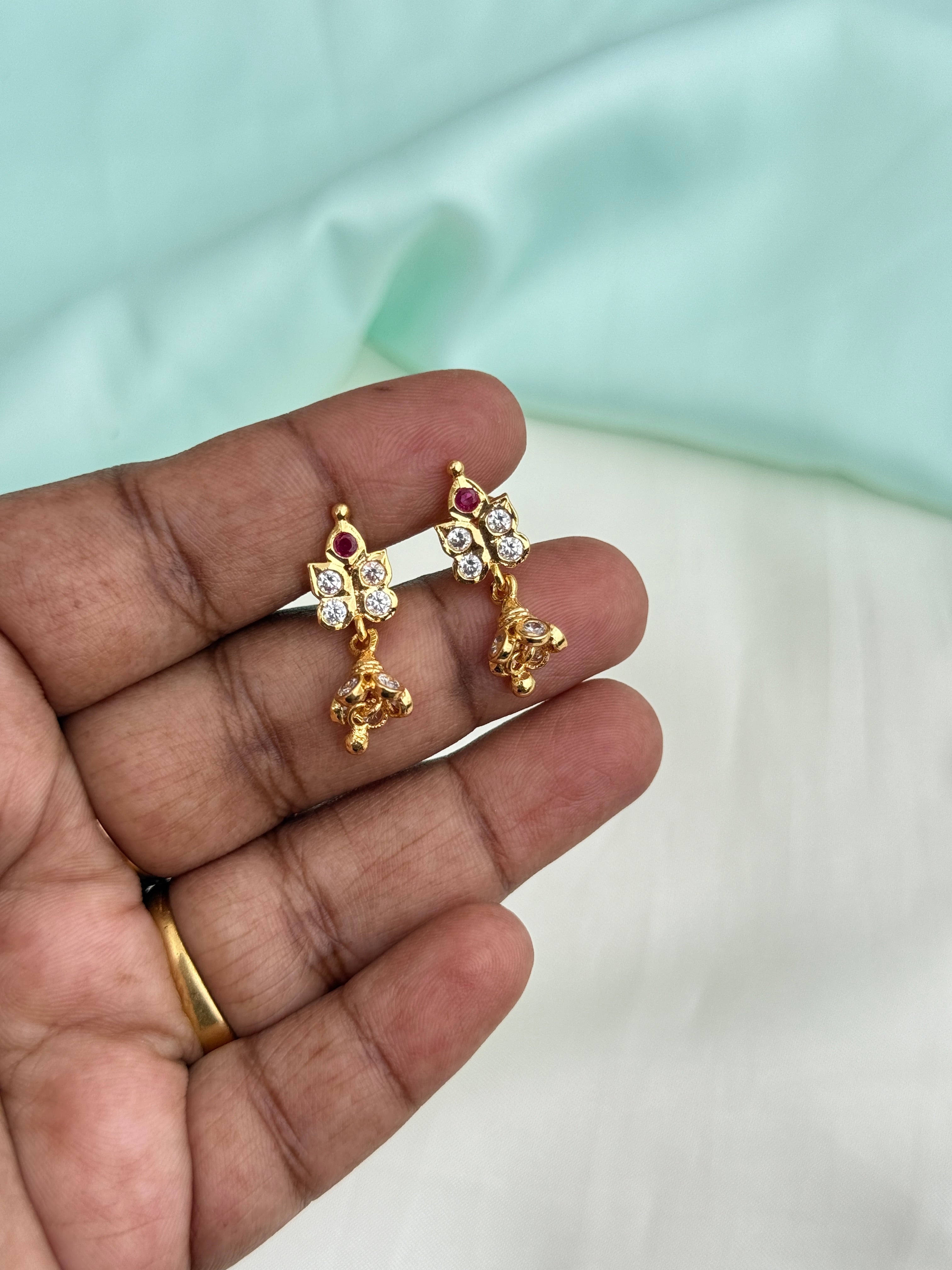 Ph530 panchaloham stones butta back screw earrings