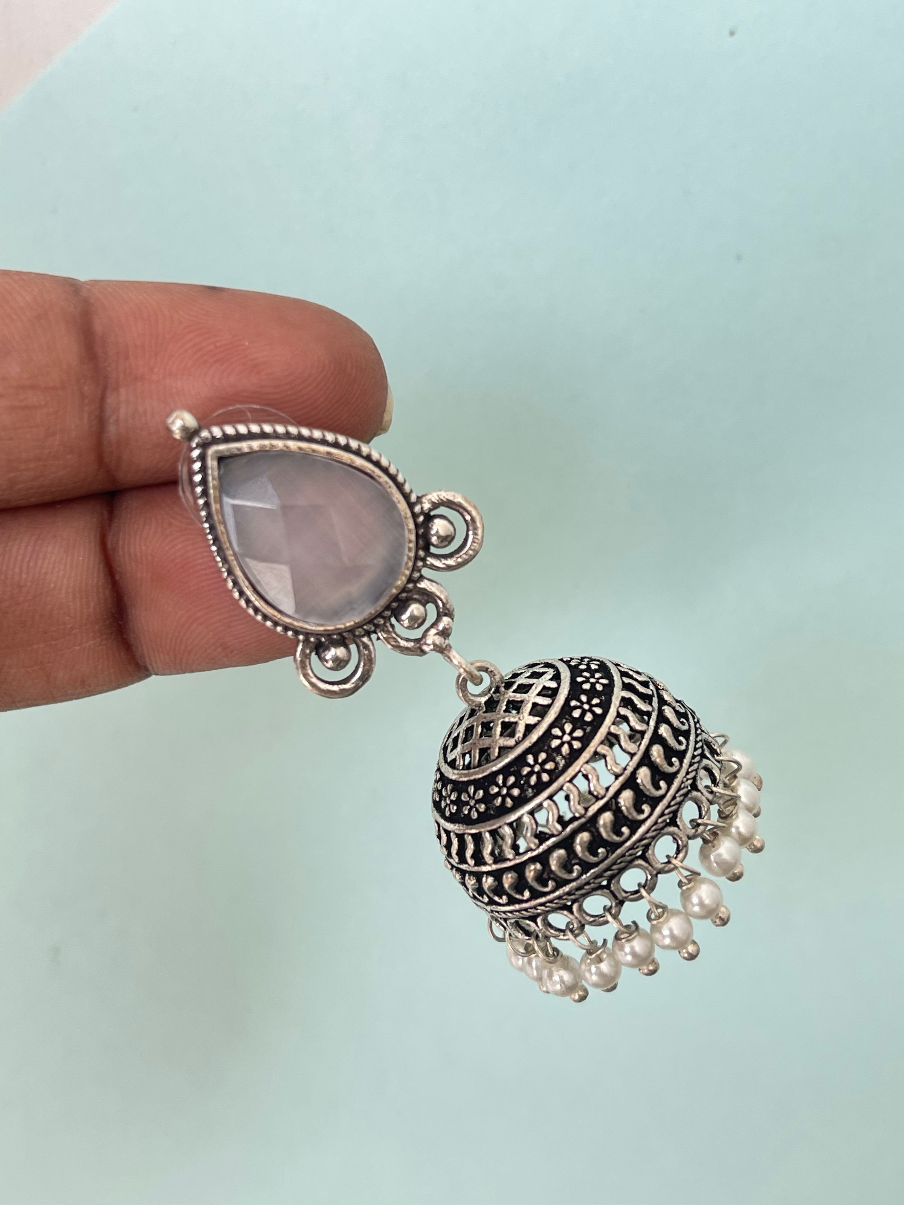 Oxo Oxidised jhumkas