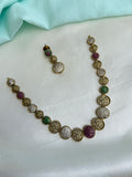 Multi Kundan neckset with earrings ns281