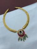 NS614 lotus jadau kundan kante Neckset