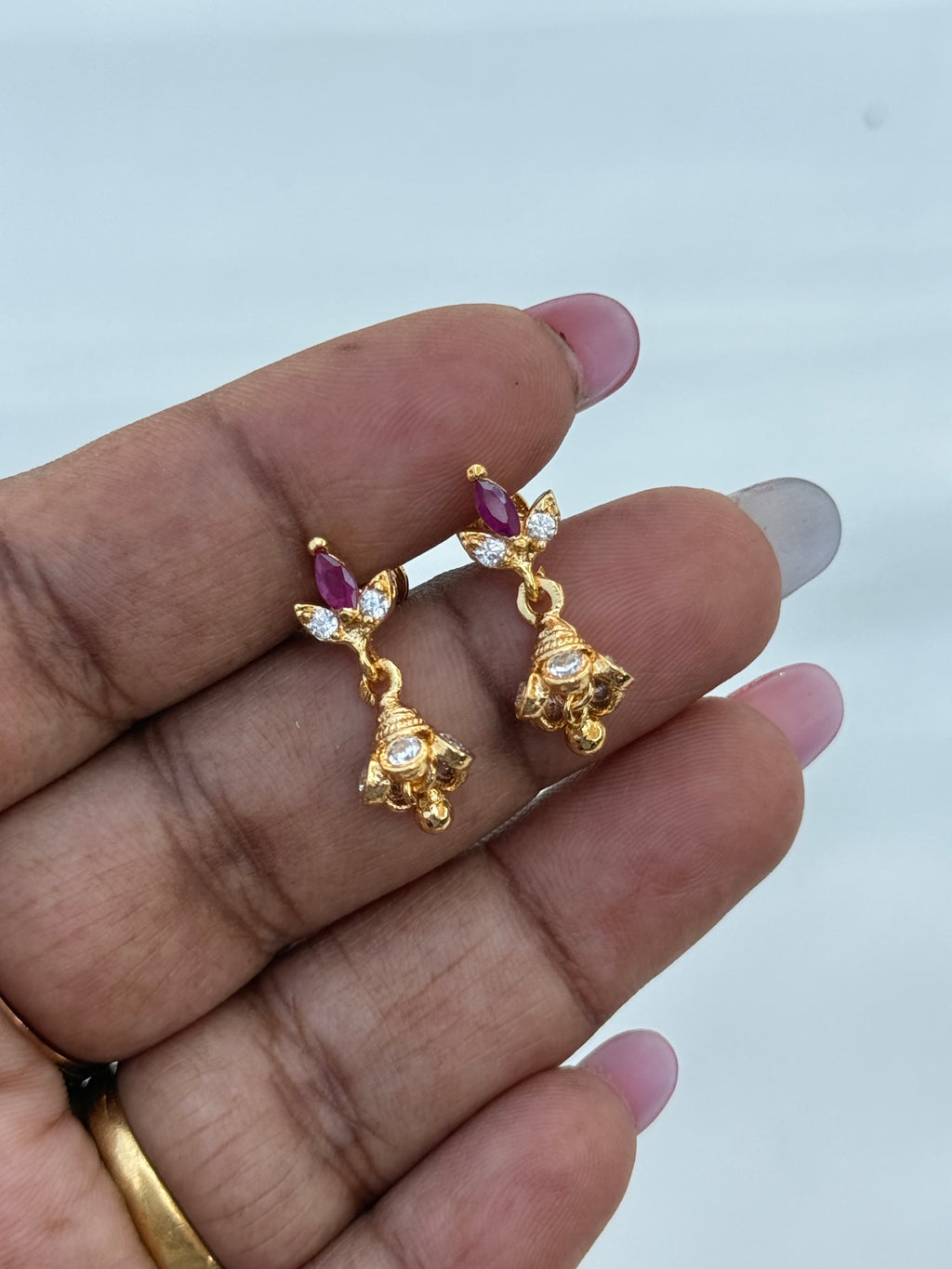 Ph229 panchaloham small butta earrings back screw earrings