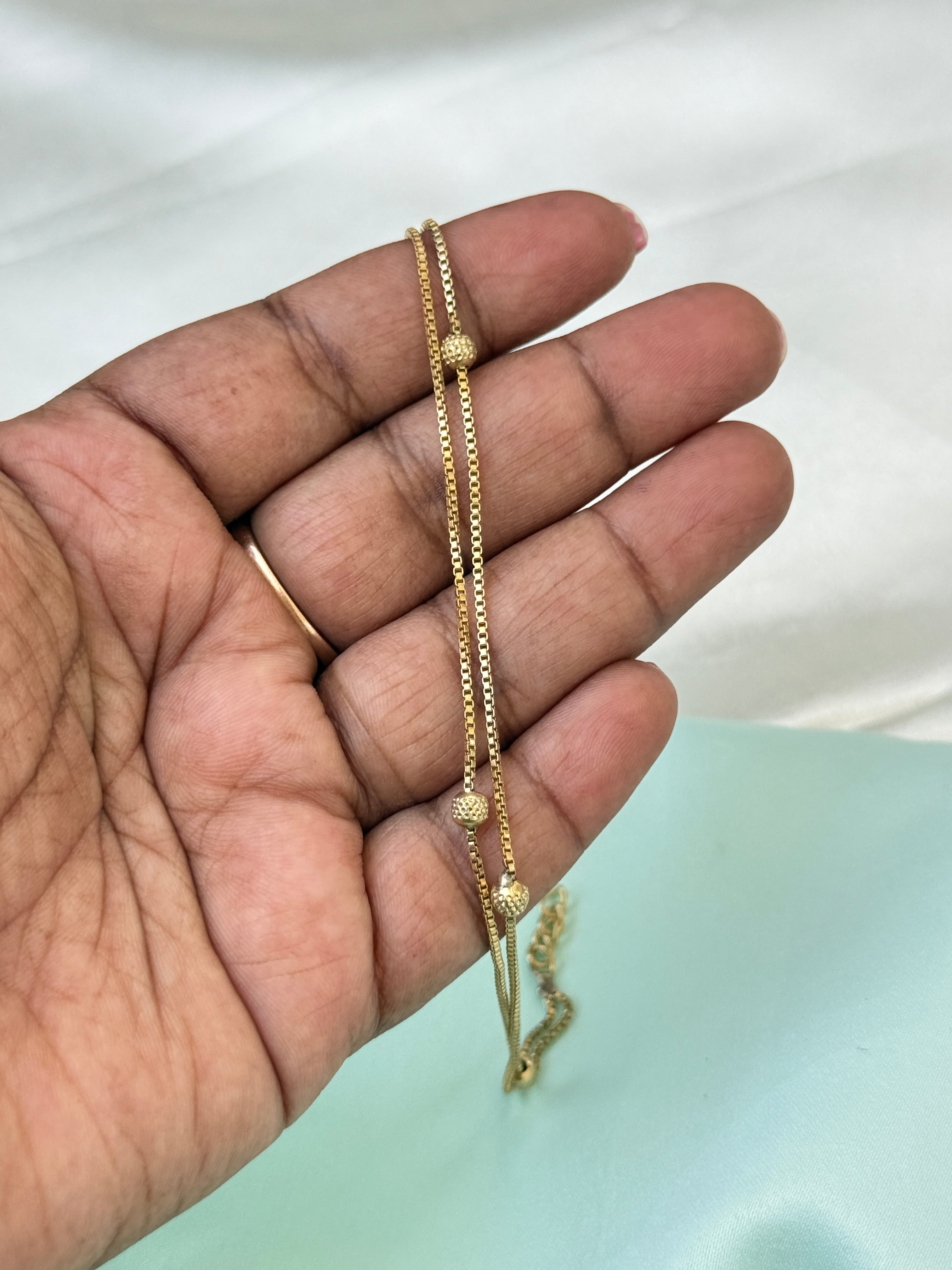 Ph629 panchaloham unpolished ball 7.5 inches 2.6 to 2.8 adjustable chain bracelet