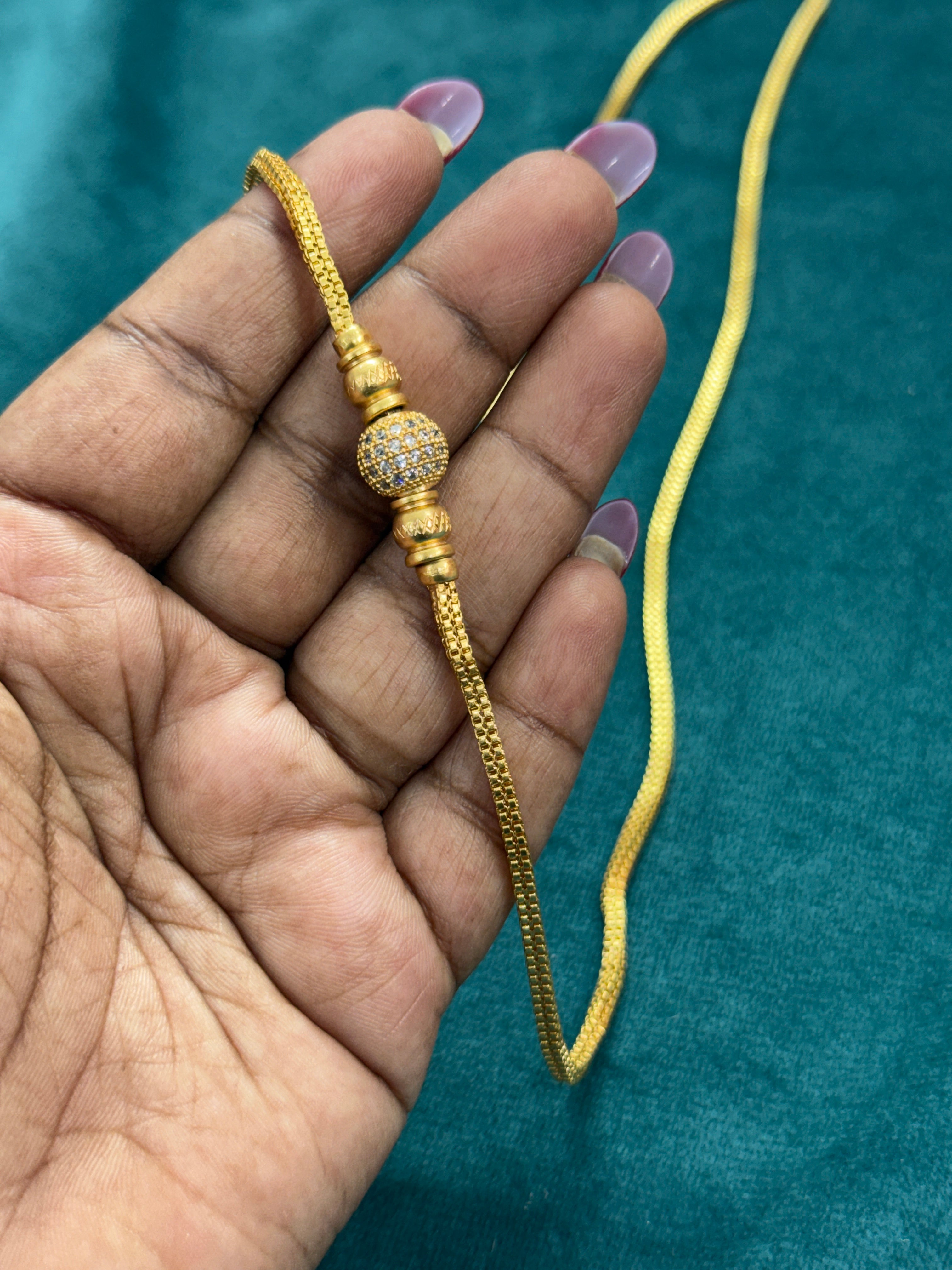 Tc034 panchaloham unpolished gold ball thali chain