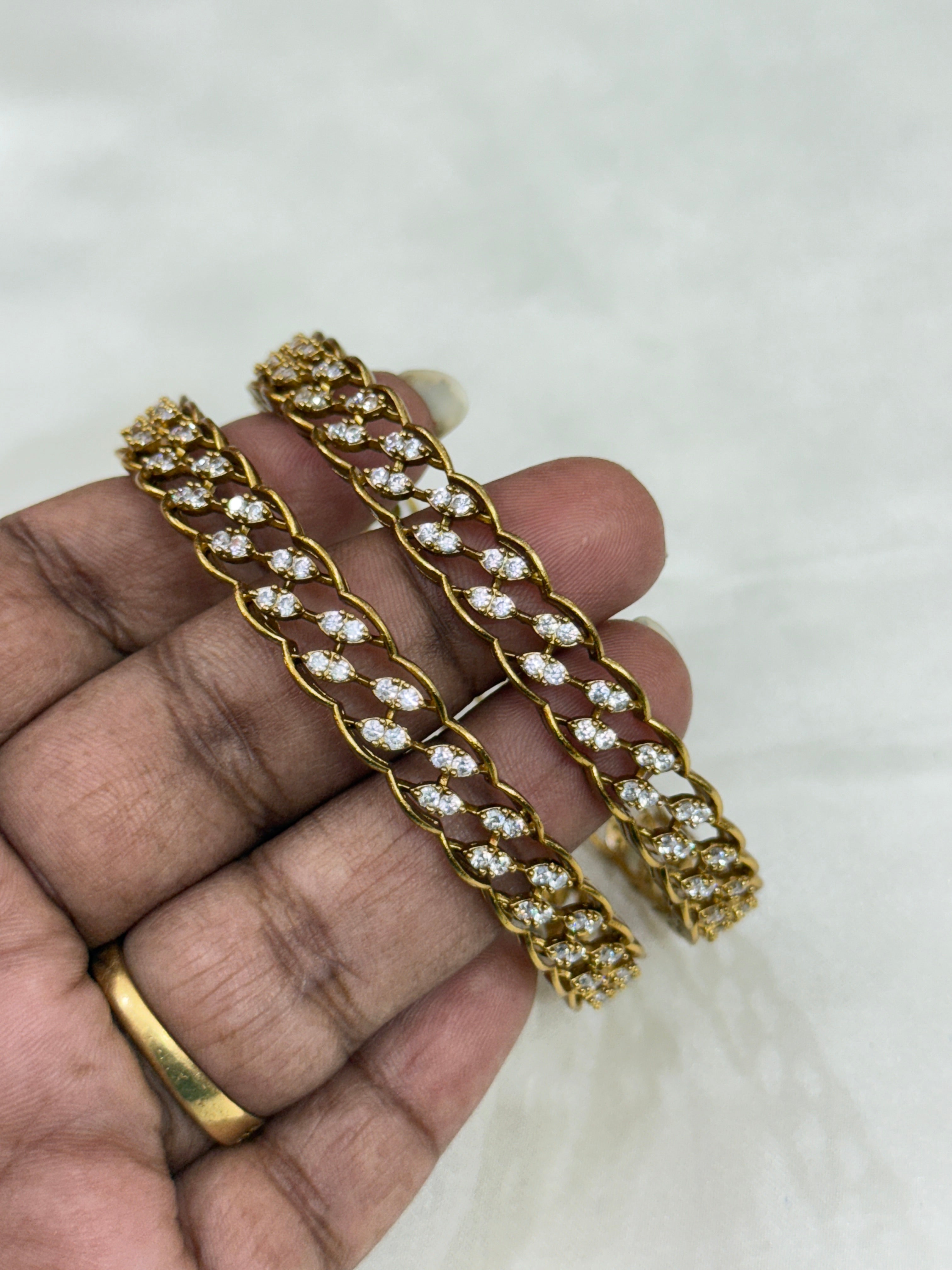 SB122 premium bangles in white stones