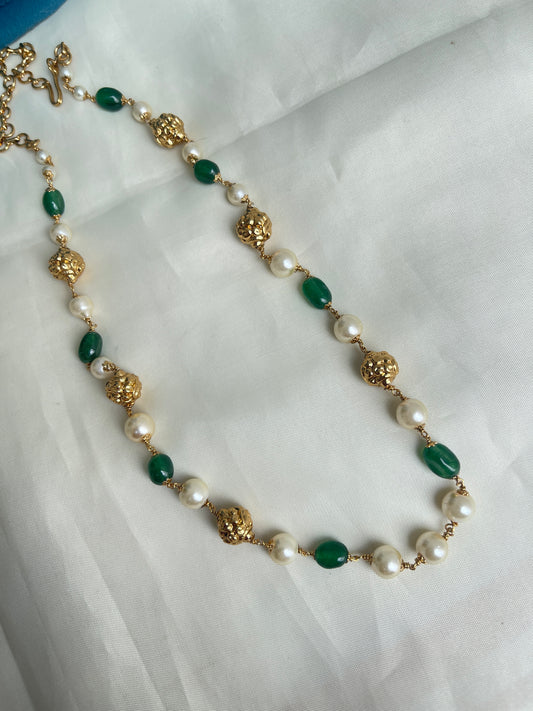 Green beads chain with gold balls bc2005