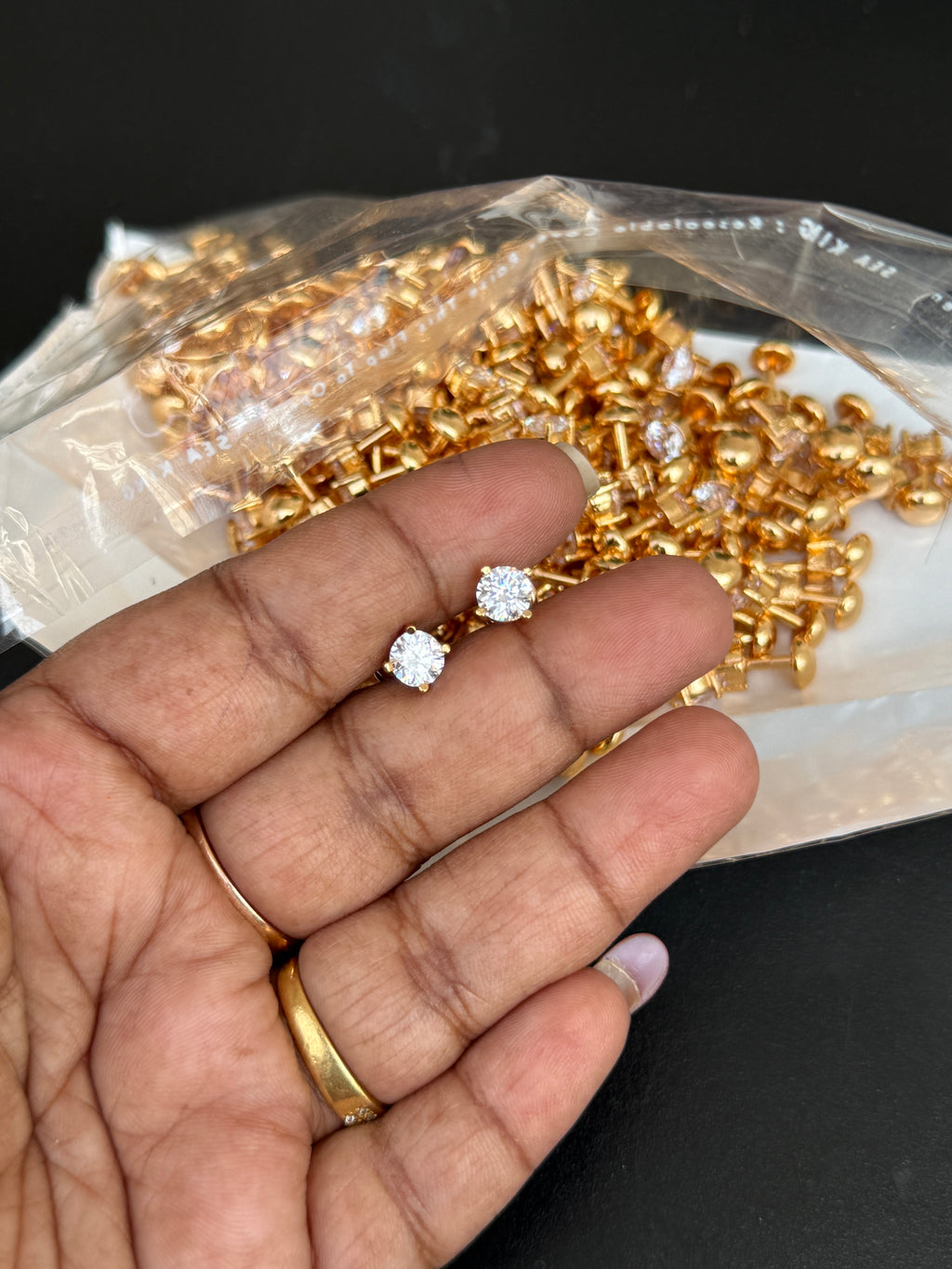 Ph227 panchaloham circle stone studs suits for kids and  adults with back screw earrings