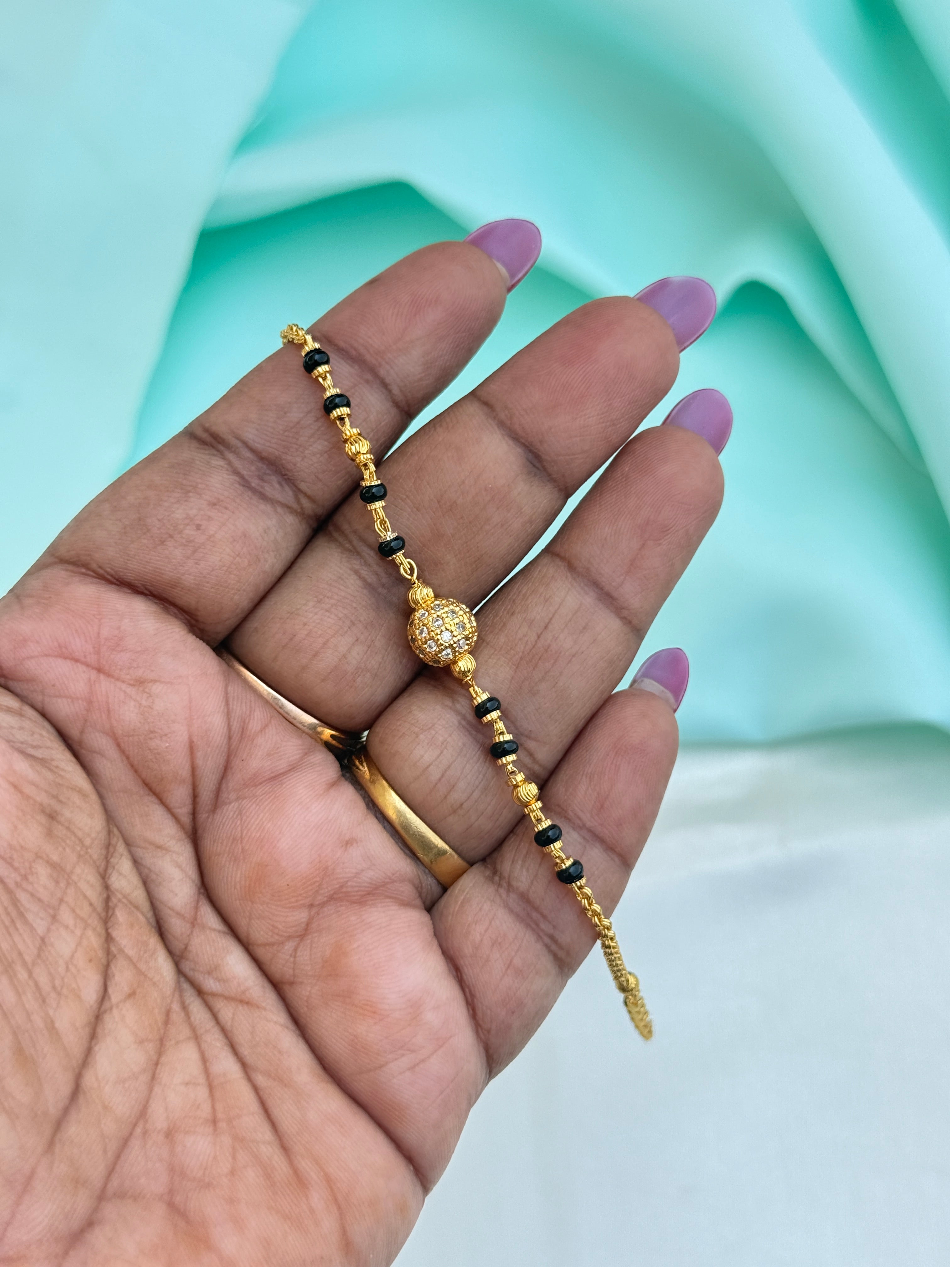 Br537 micro gold  blackbeads gold ball chain bracelet suits for 2.2and 2.4 size