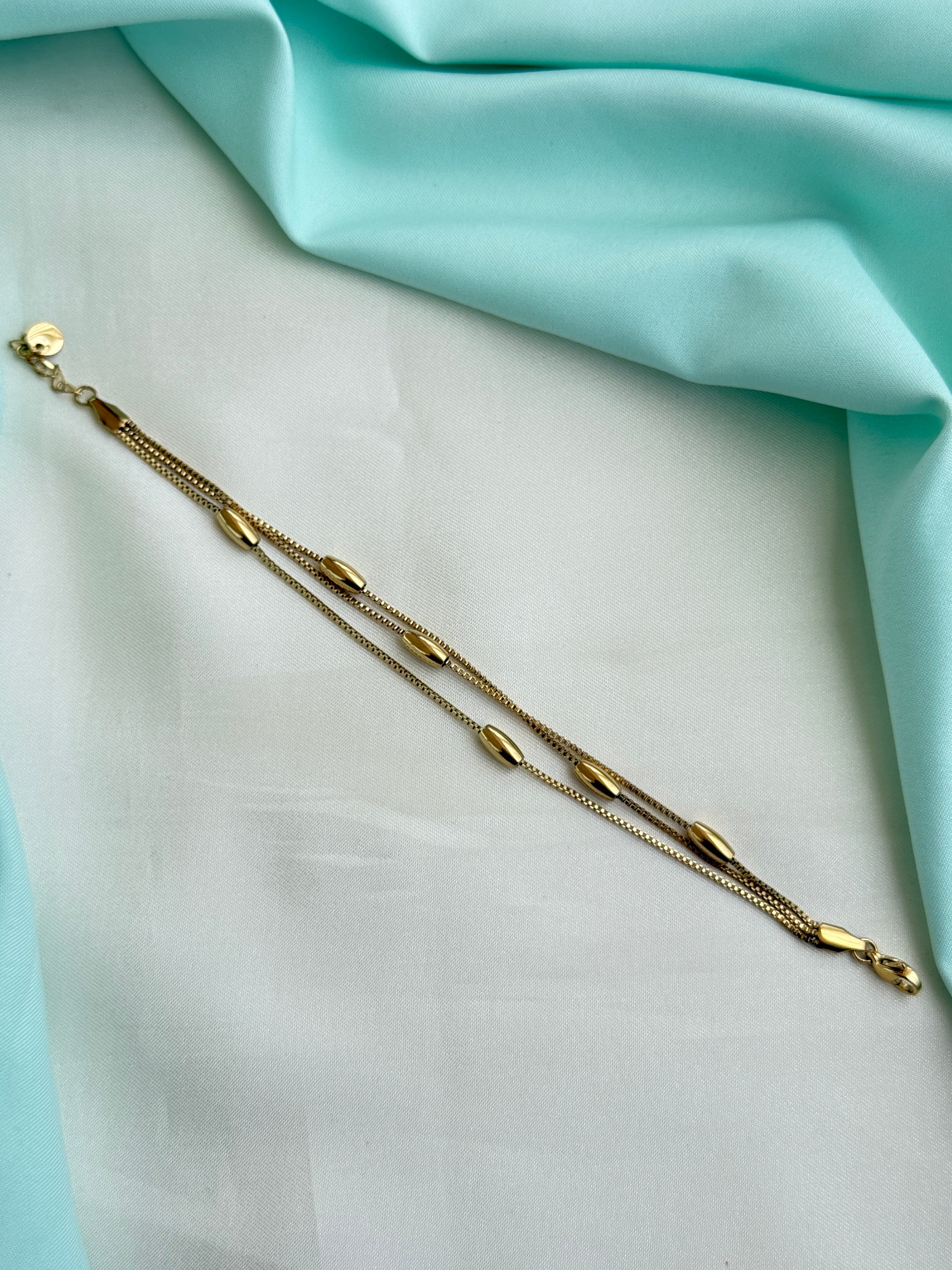 Ab563 anti tarnish 8 inches 3 layers adjusted chain bracelet