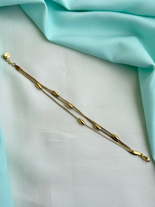 Ab563 anti tarnish 8 inches 3 layers adjusted chain bracelet