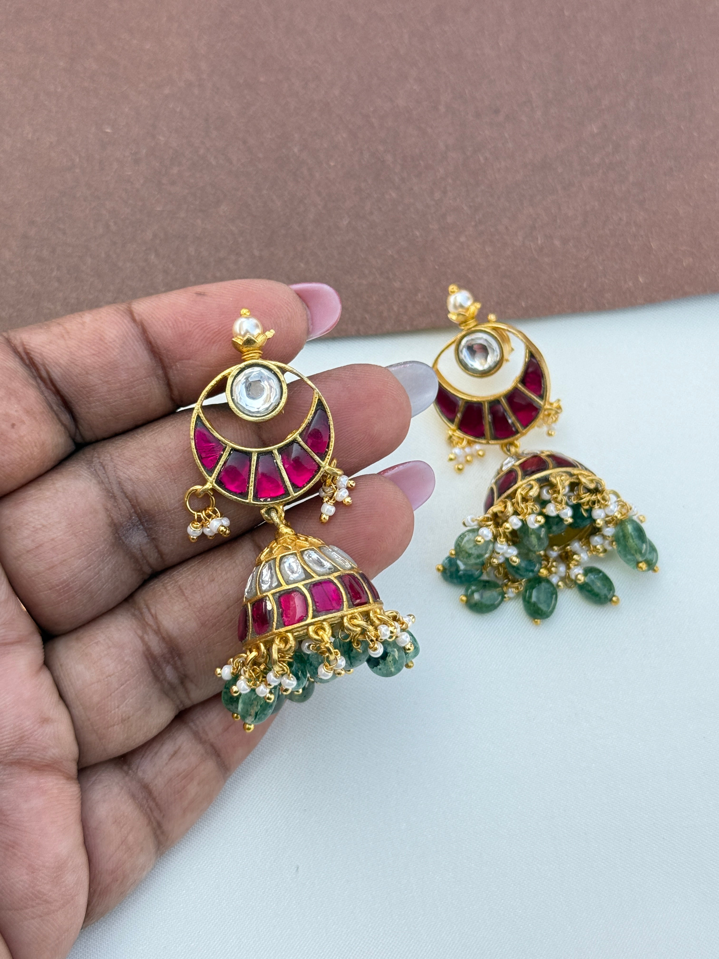 Er155 jadau kundan butta earrings