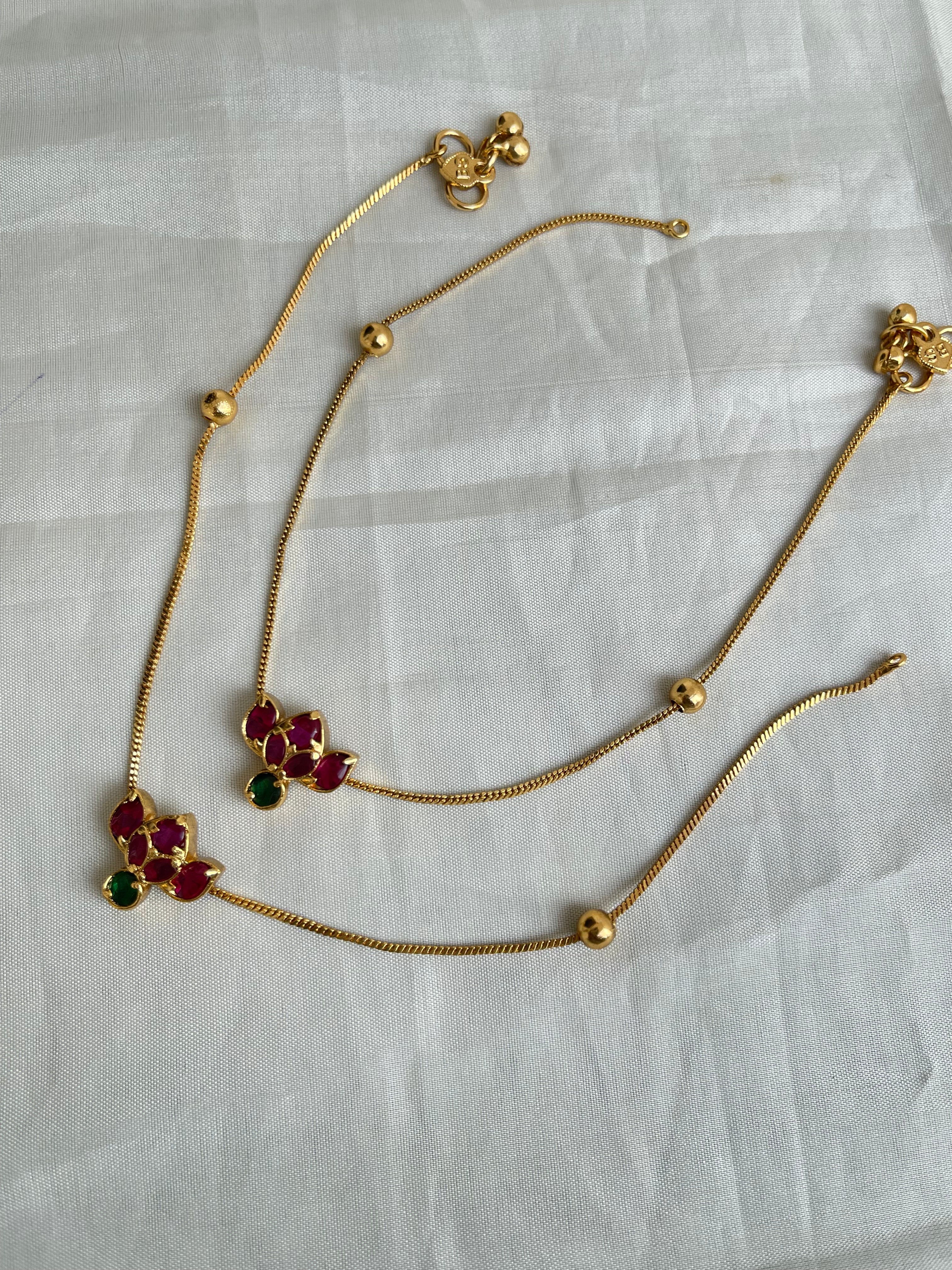 Kundan lotus simple anklet