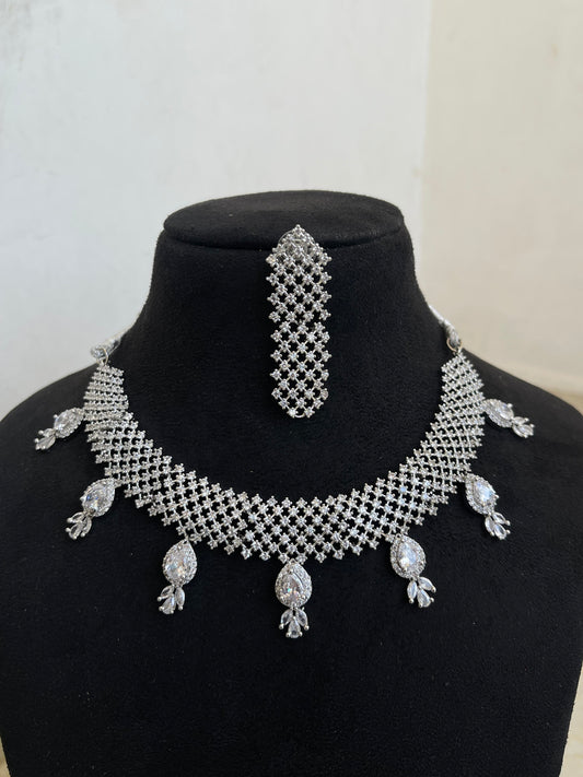 7 drops diamond finish neckset with earrings