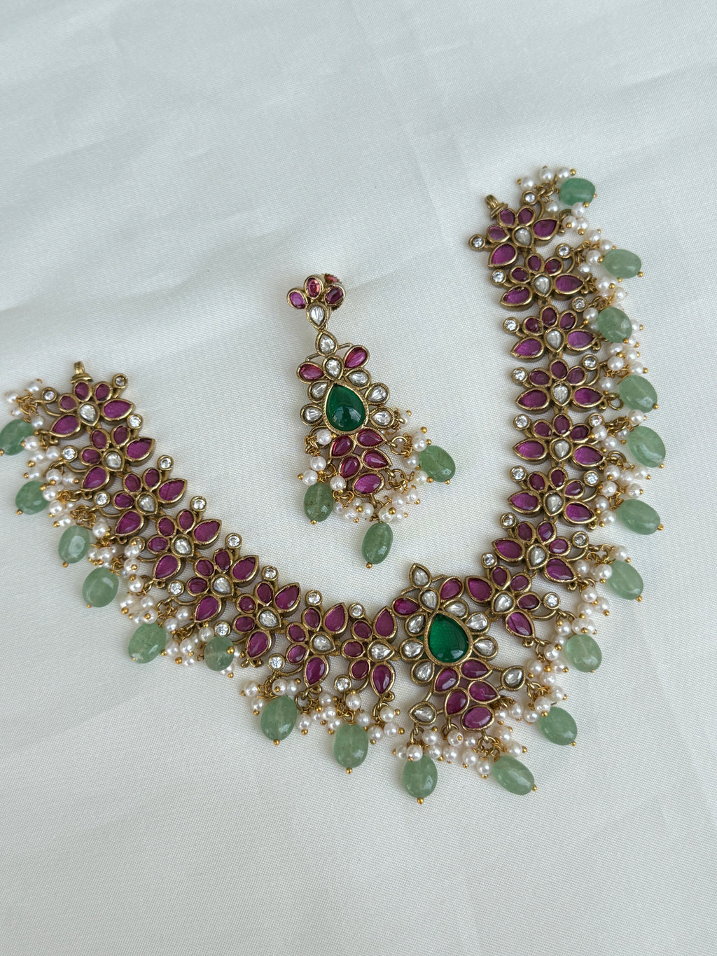 NS350 Premium multi Color kemp Neckset with earrings