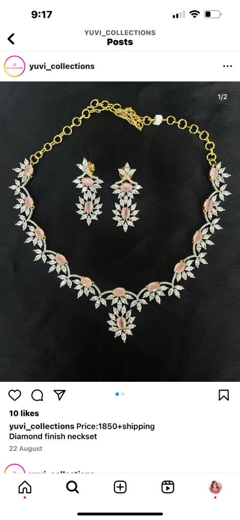 Peach diamond finish neckset