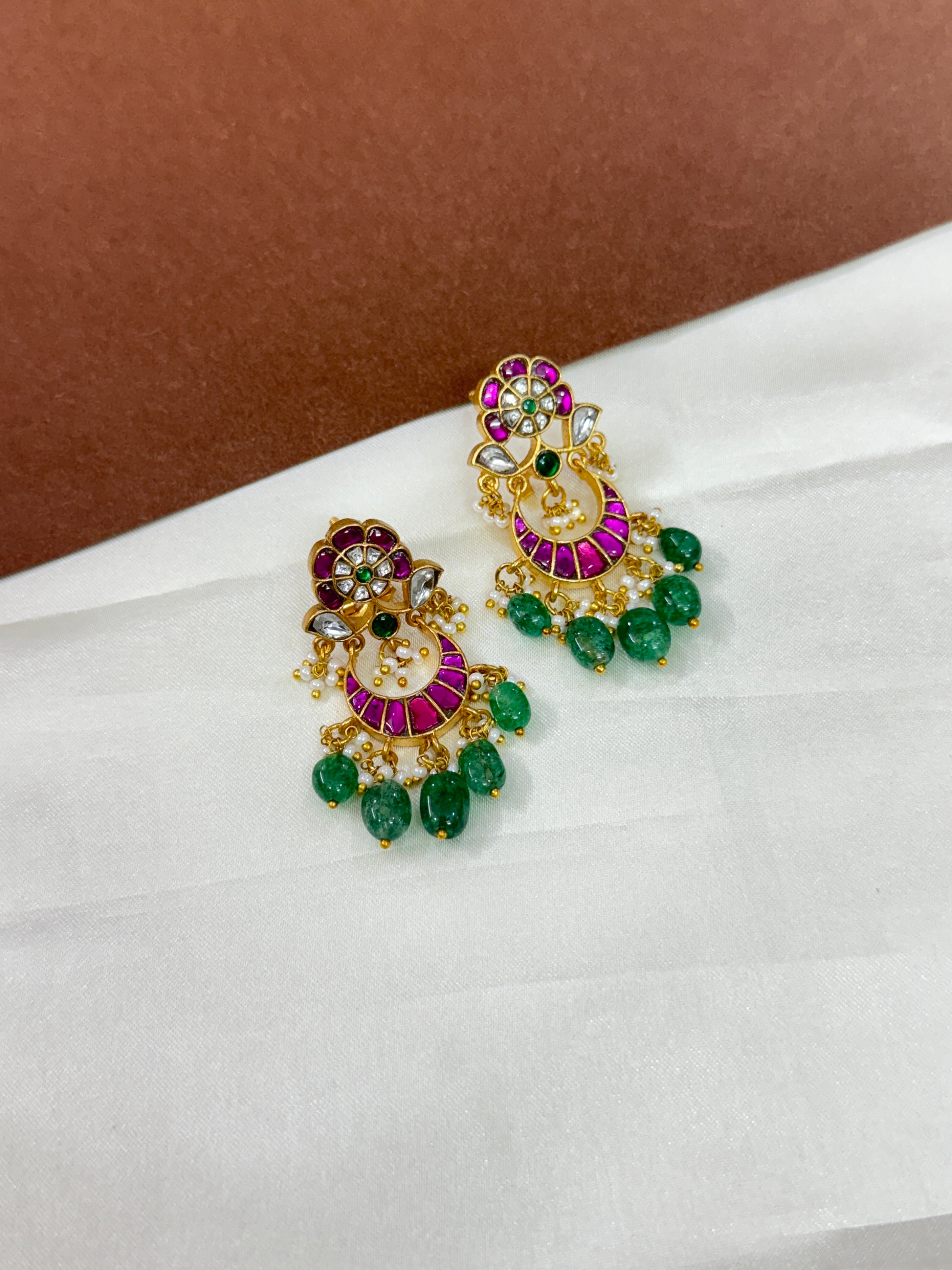 Er113 jadau Kundan chandbali earrings