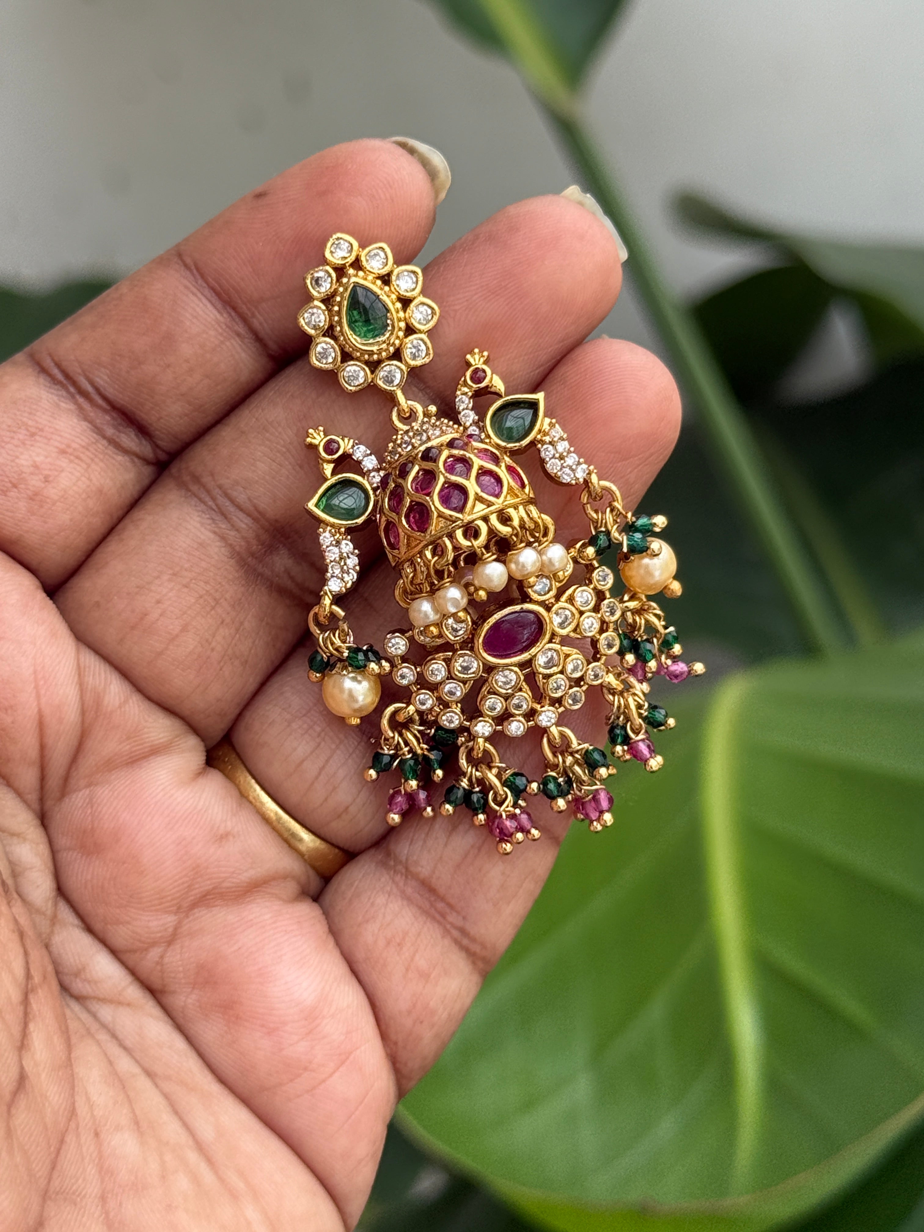 Er76 dual peacock kemp earrings