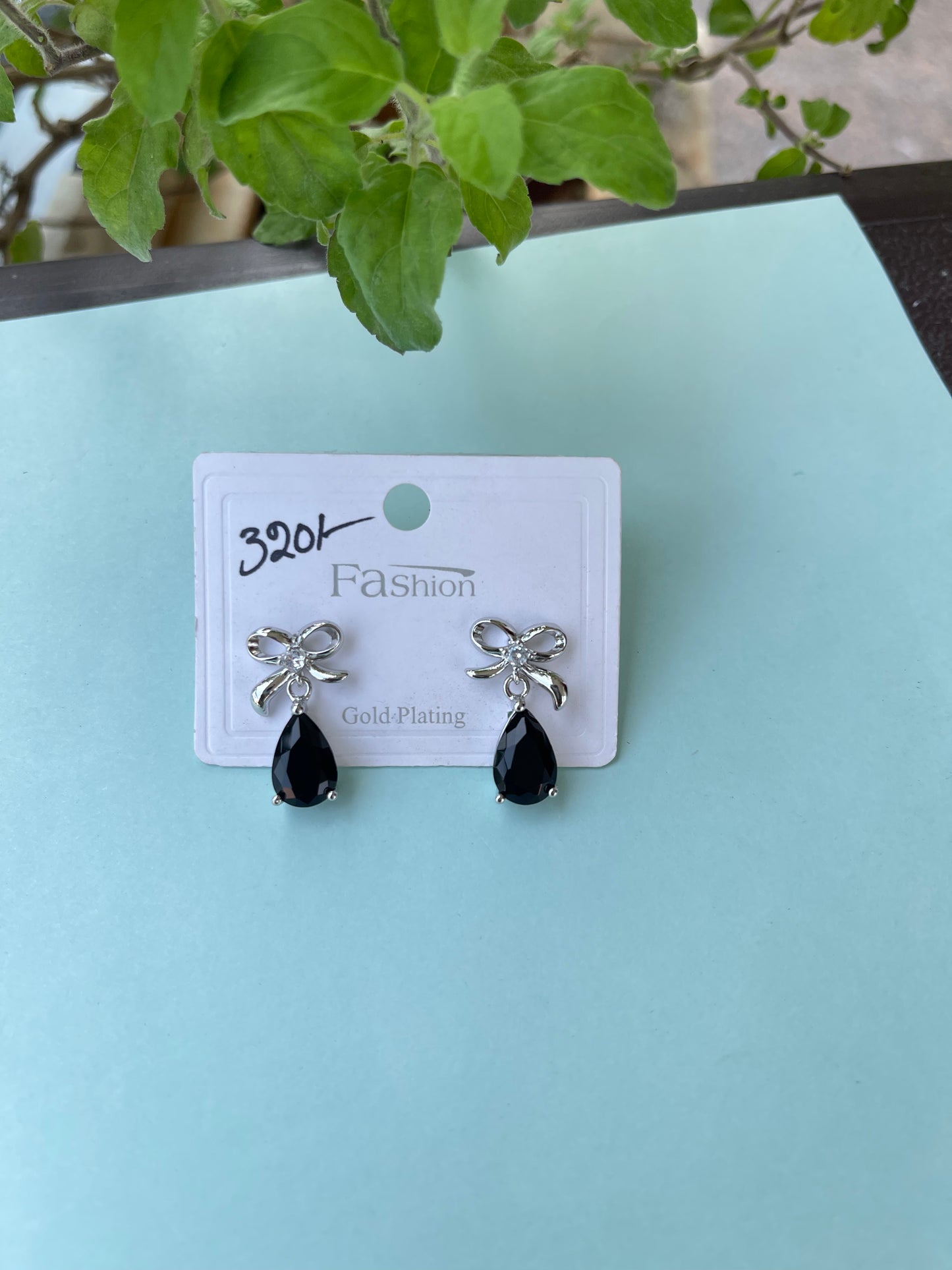 Silver Bow stone pearl hanging in 4 colors