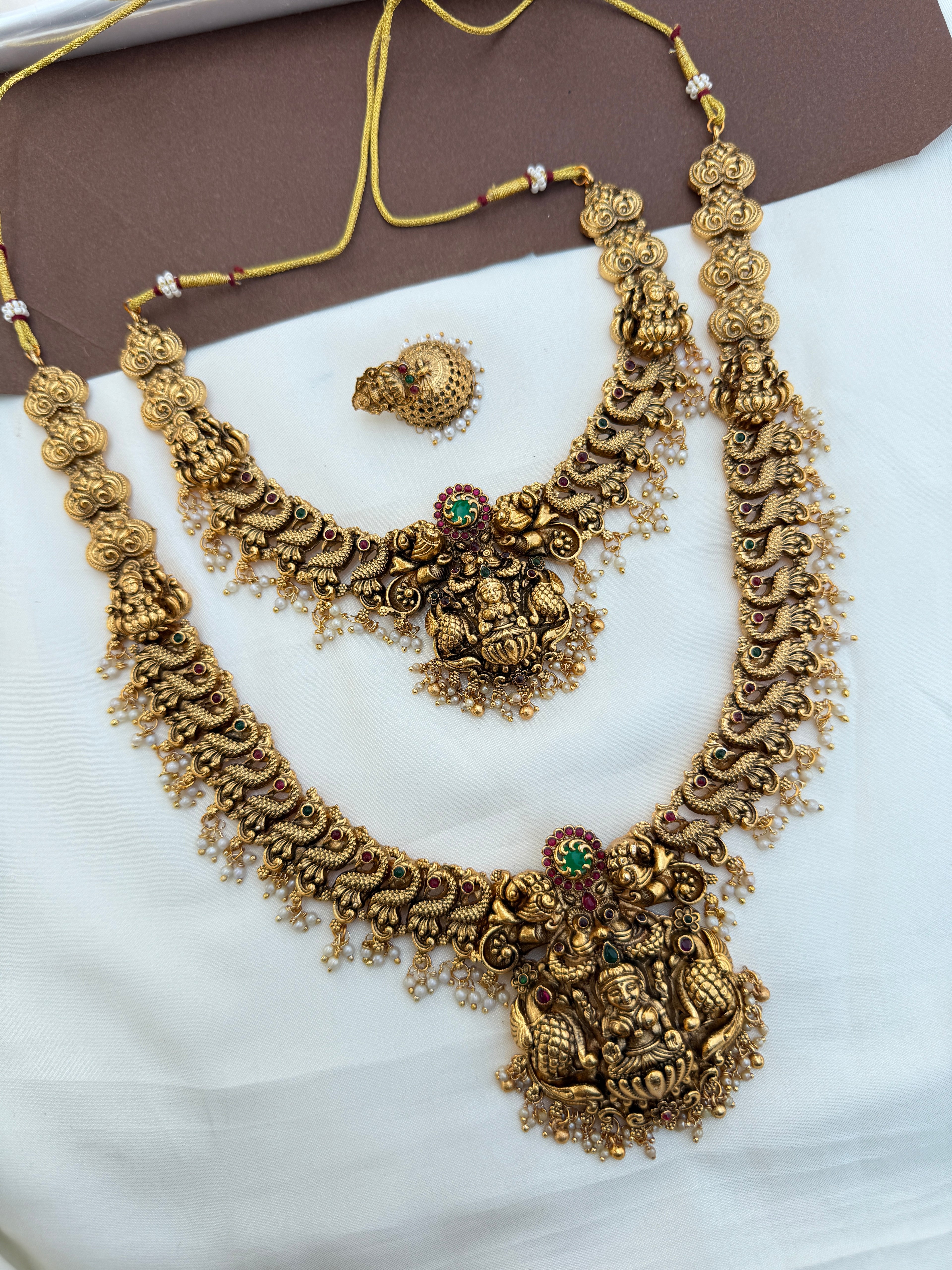 Bs243 dual peacock lakshmi devi bridalset