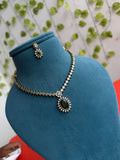 Ns854 green pendant full stones short neckset with earrings