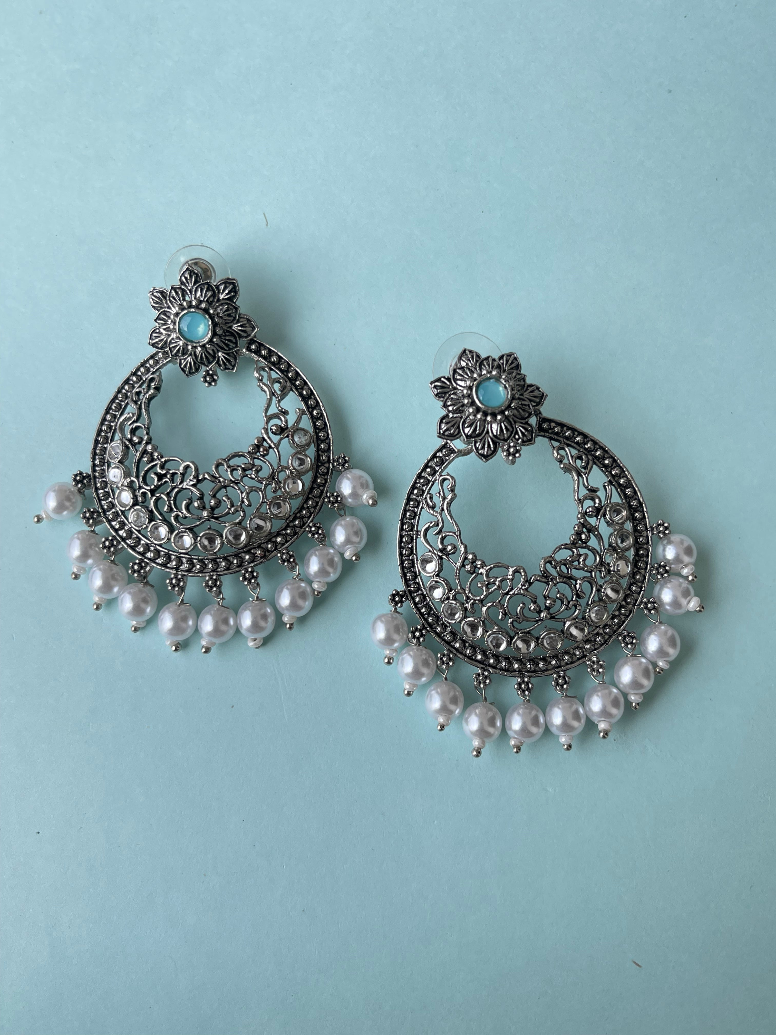 Oxidised chandbali lightweight earrings