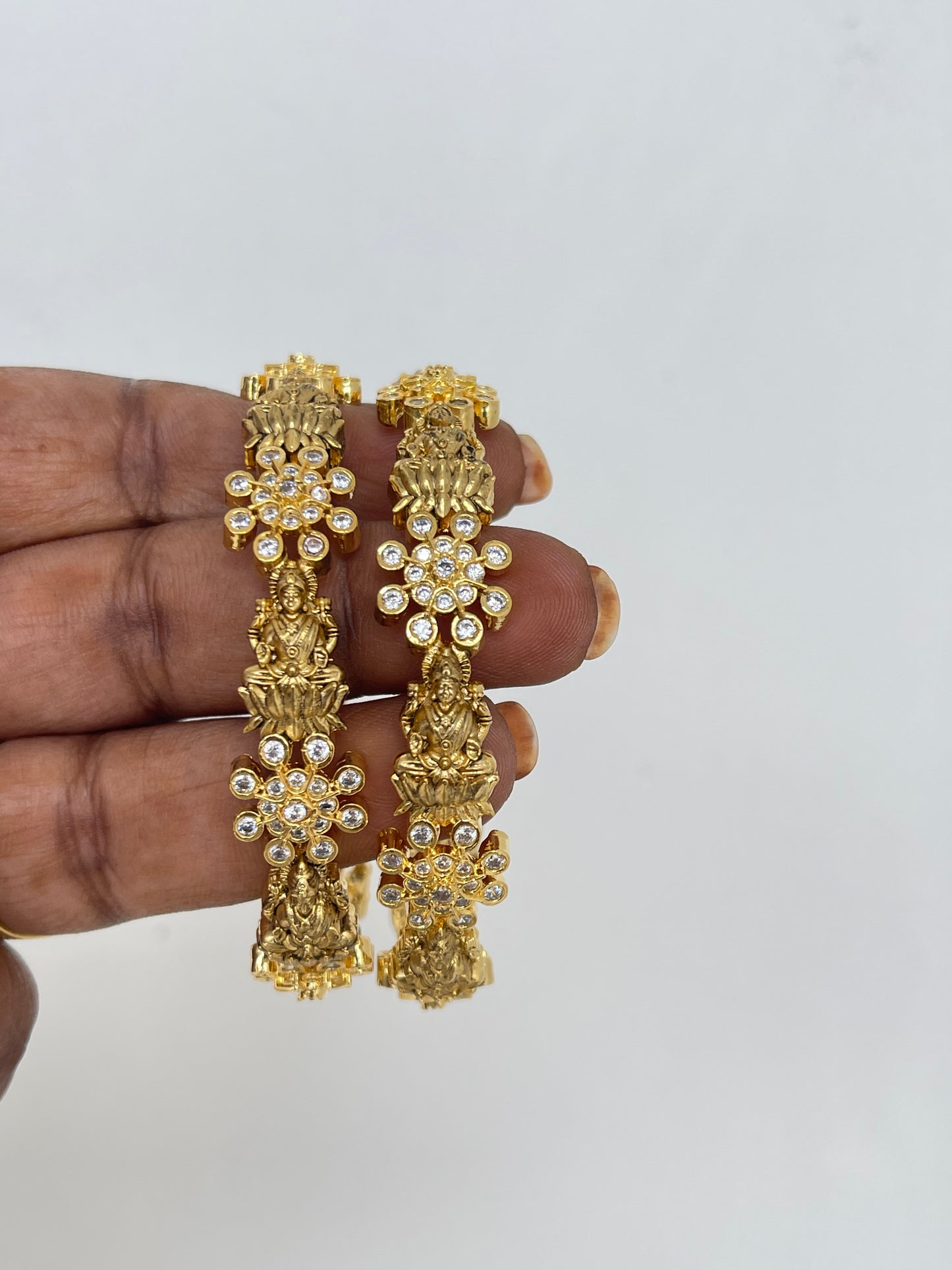 lakshmi devi cz bangles in white and ruby Bg1551 sb517