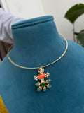 HS019 pumpkin beads with coral pendant hasli