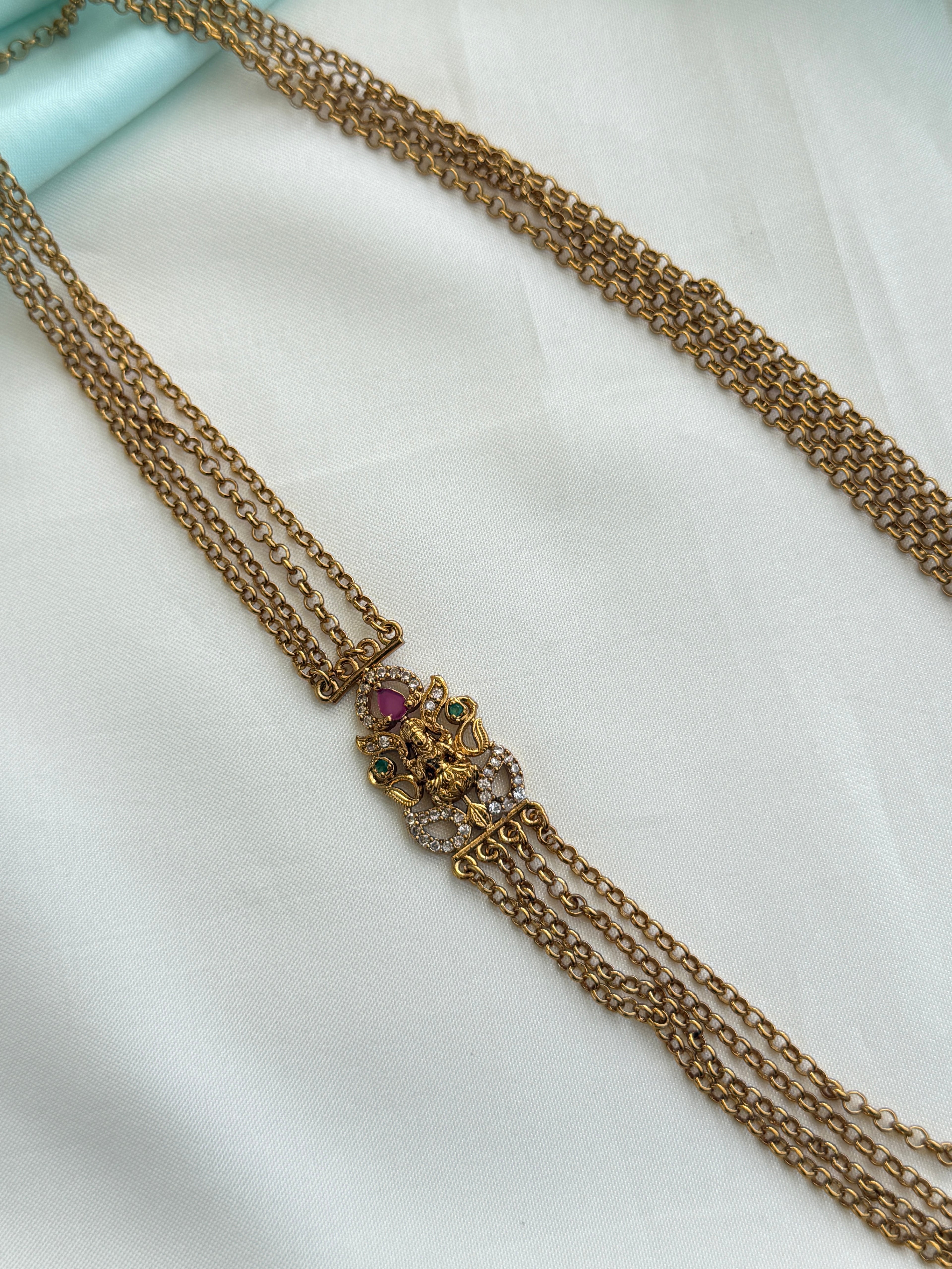 Ch5087 Lakshmidevi Chandraharam with side pendent 8layers in 27inches
