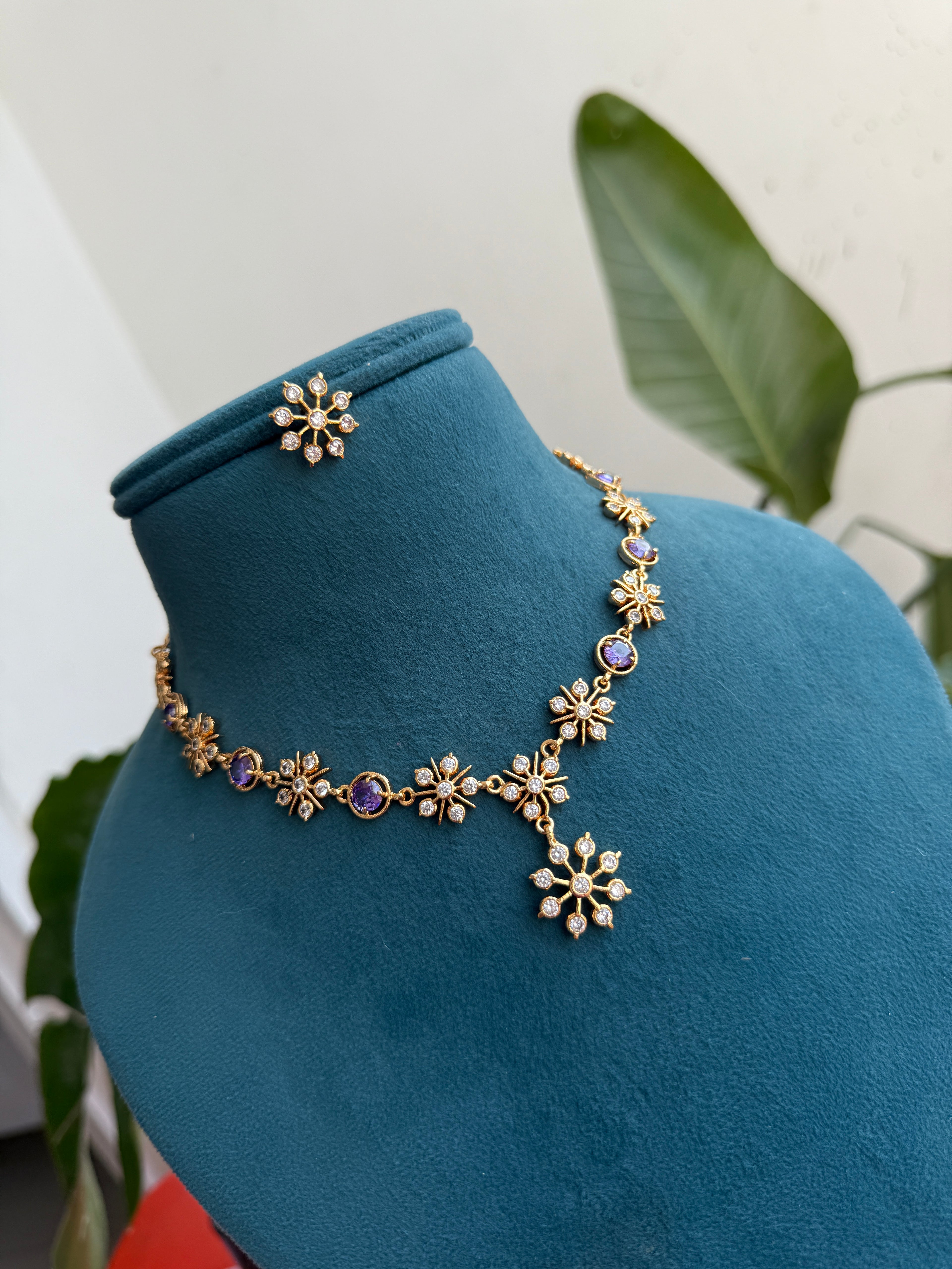 Ph161 Panchaloham short neckset with ear studs