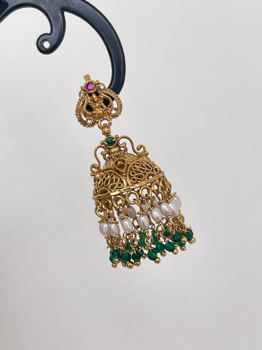 Lakshmi Devi green pearl butta