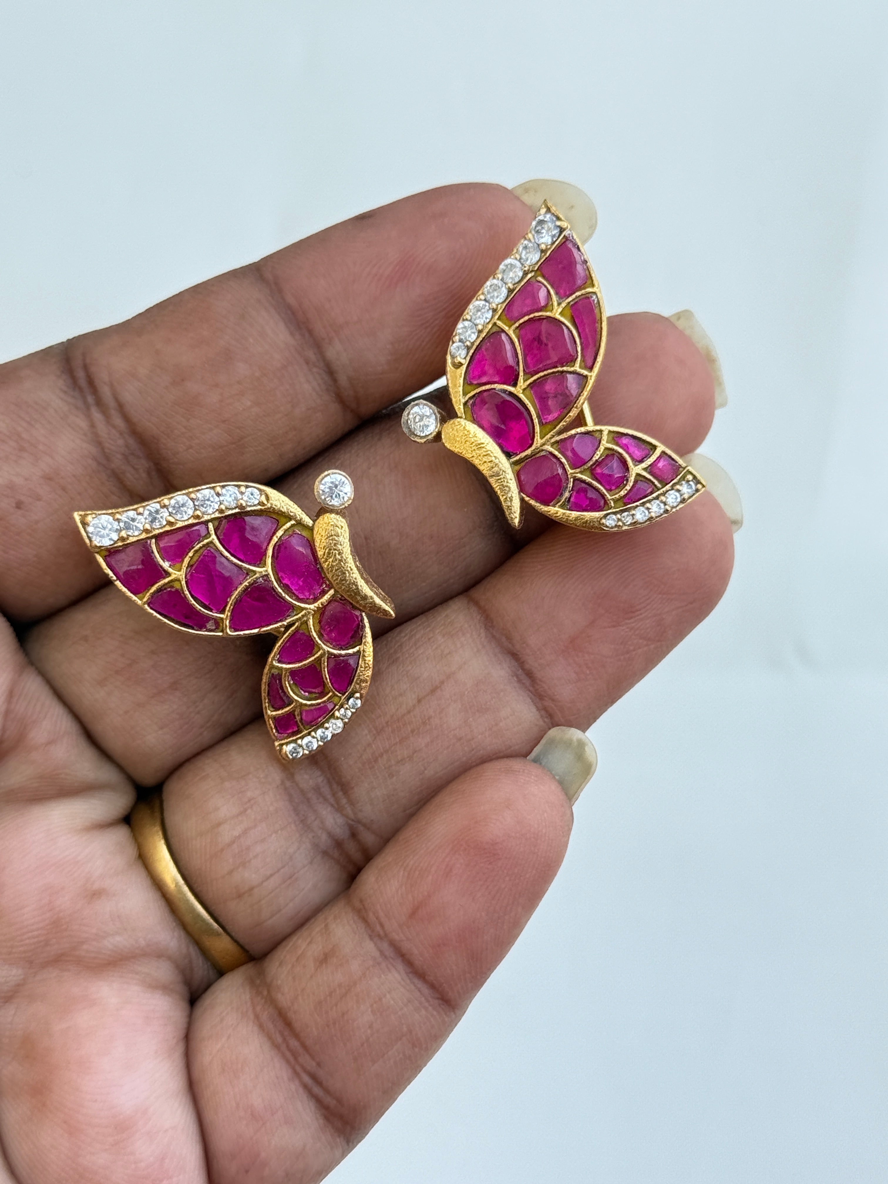 St023 jadau kundan butterfly stud