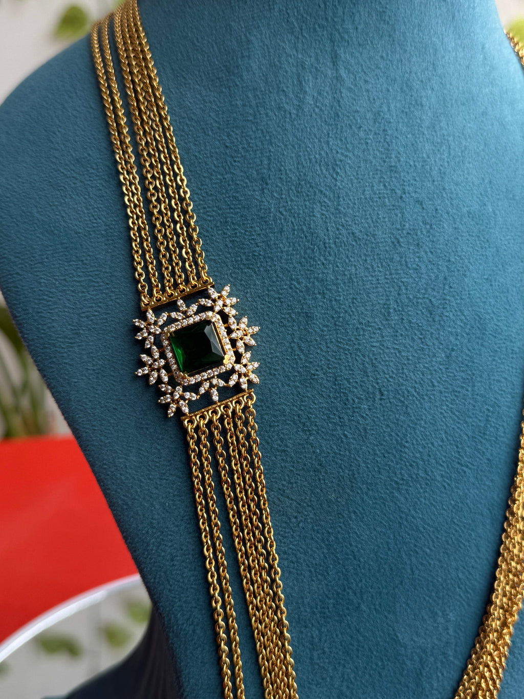 Ch5095 28 inches 6 layers multi pendant  long chandraharam