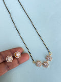 3 stones diamond finish single line Black Beads BB1633