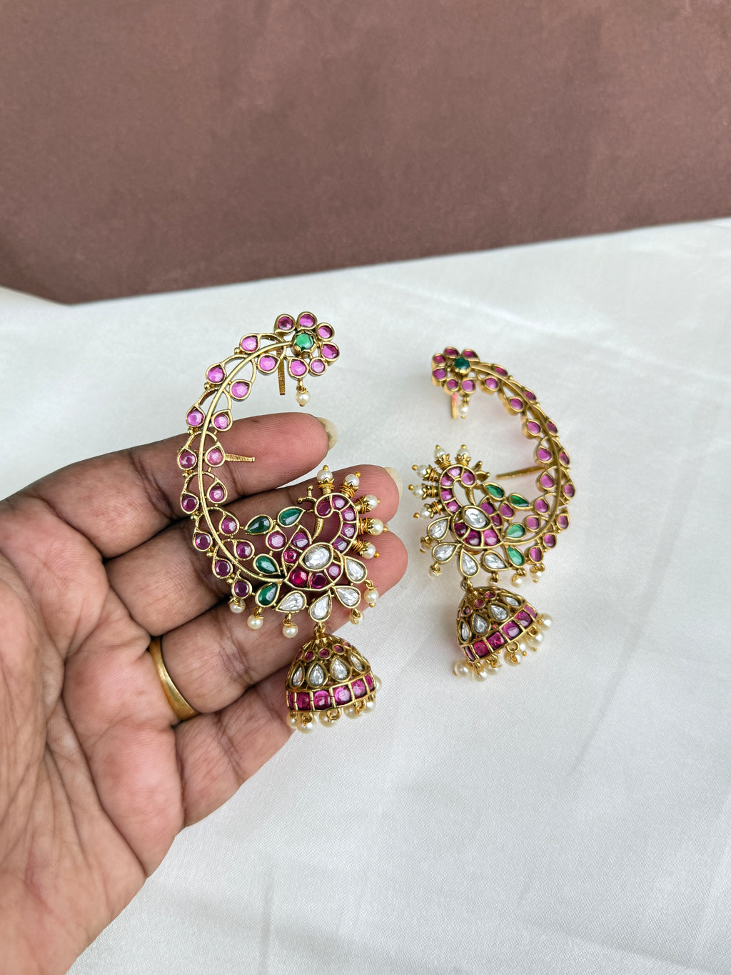 Er102 peacock kemp uncuts earcuffs