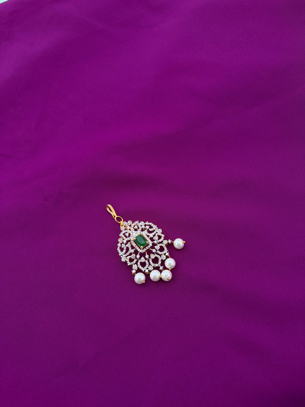 Diamond  finish green stone  tikka Tk764