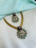 Emerald floral neckset with earrings ns965