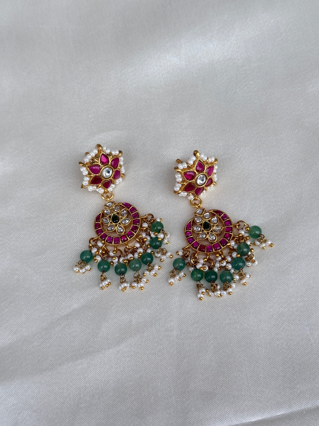 Er114 jadau Kundan chandbali earrings