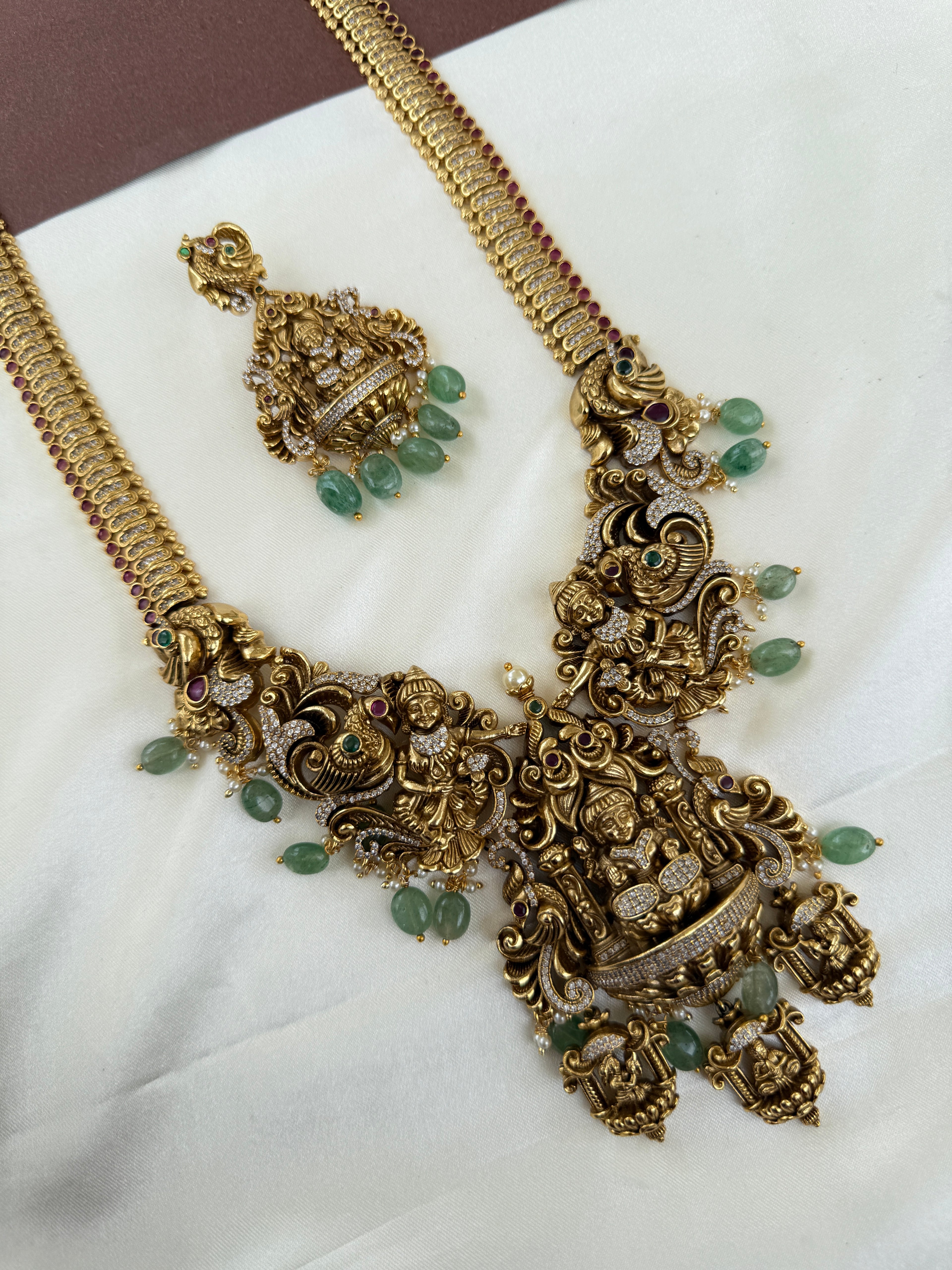 LH2031 Premium 3D work Long haram Neckset with earrings