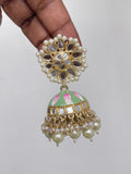 Mintgreen mirror pearl earrings ER6112
