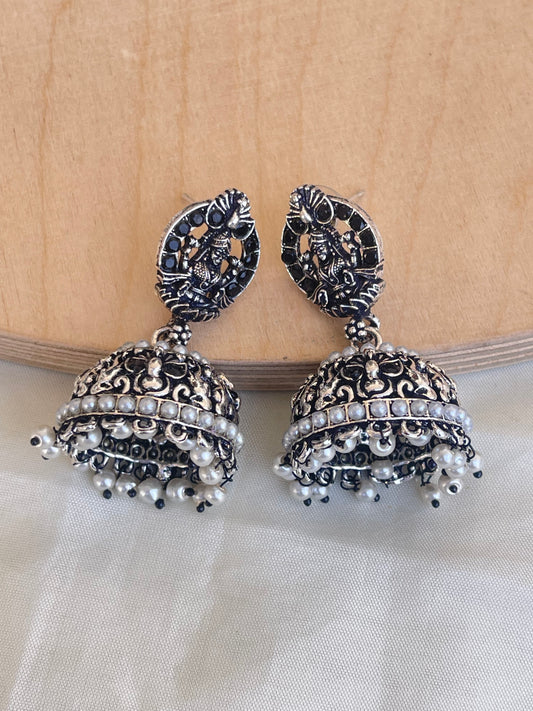 Lakshmidevi lightweight oxidised butta earrings