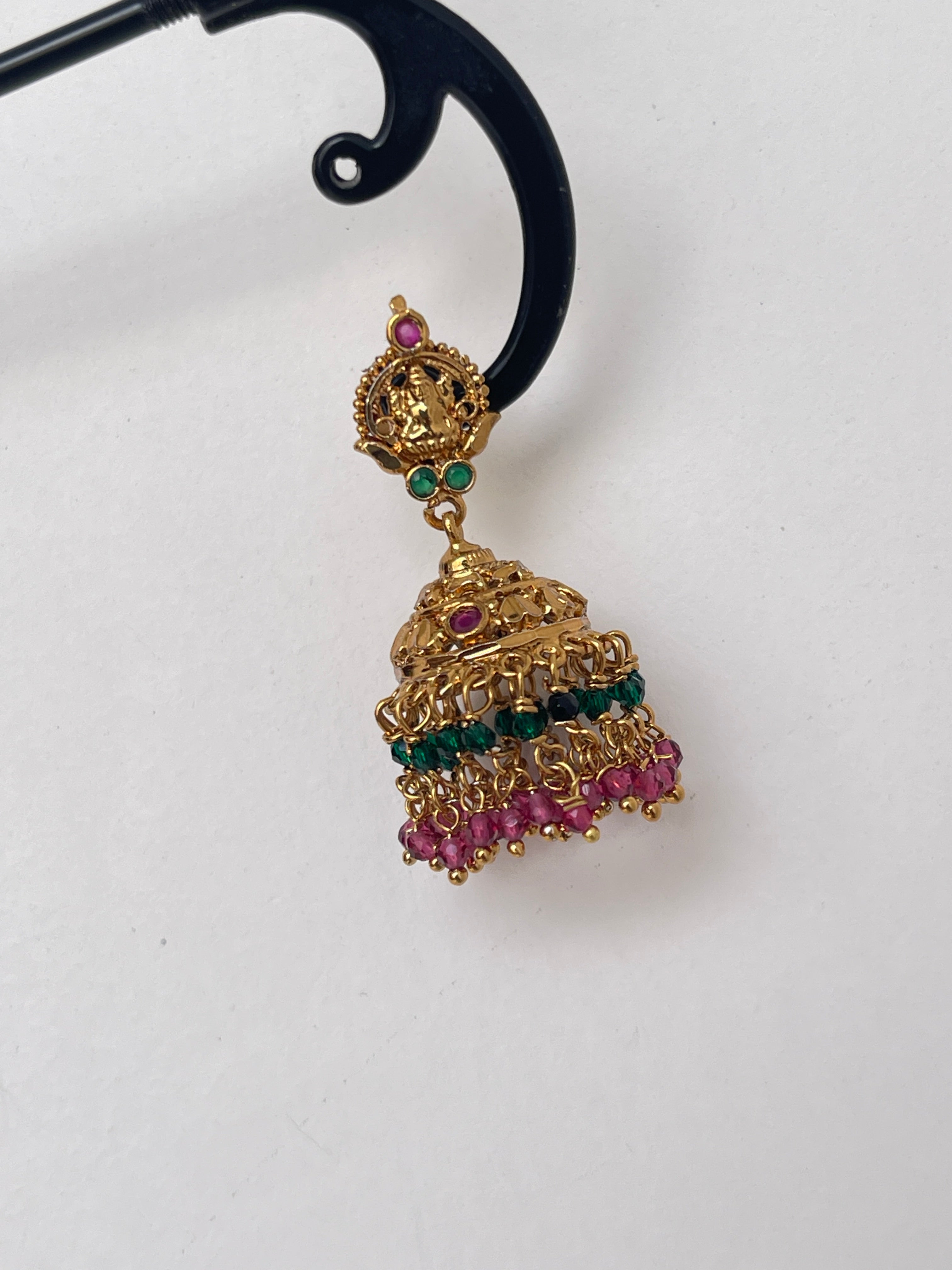 Multi pearl Lakshmi Devi butta earrings
