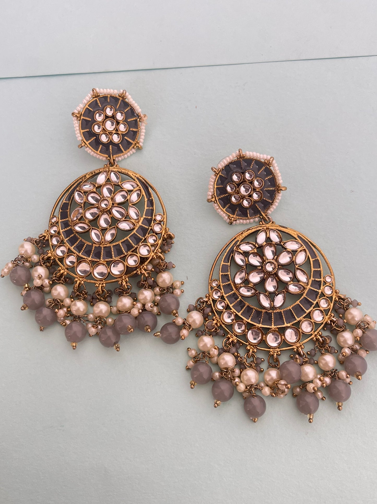 Kundan chandbali big size earrings