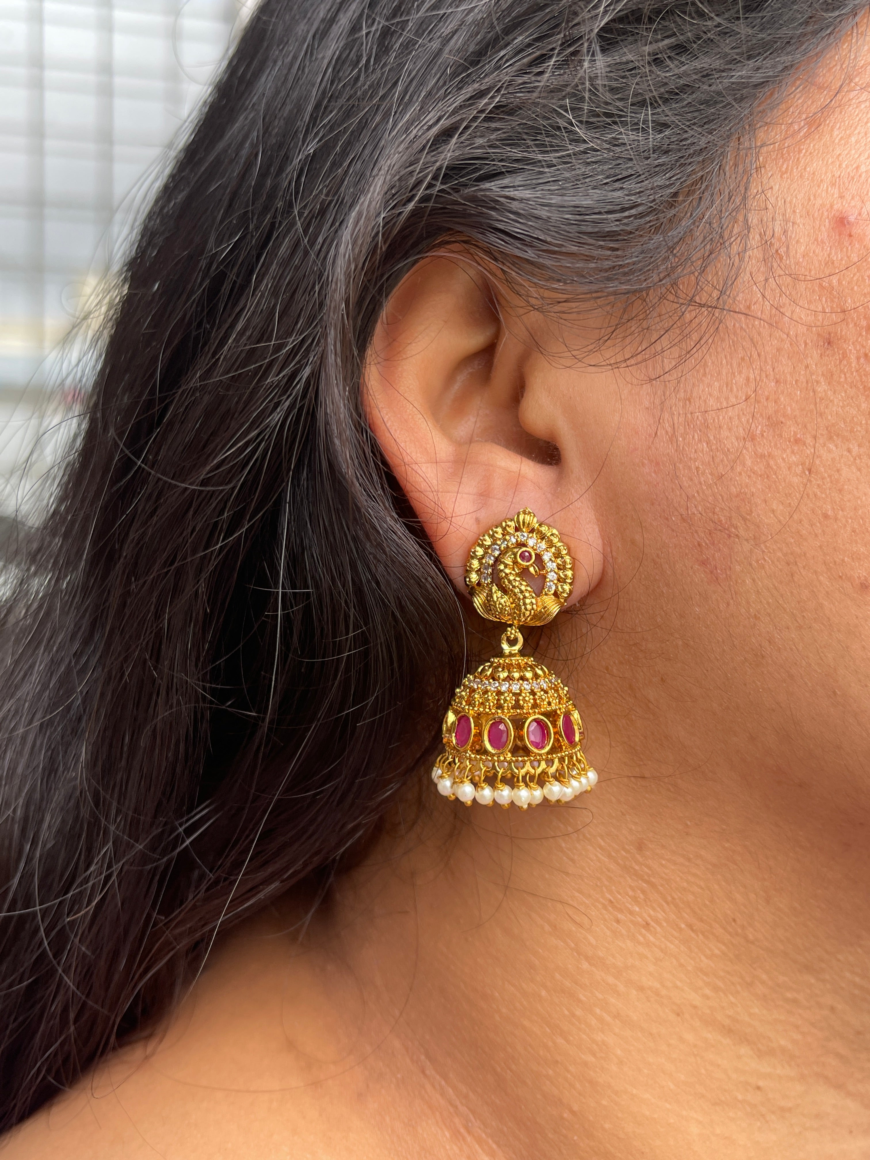 Peacock butta earrings
