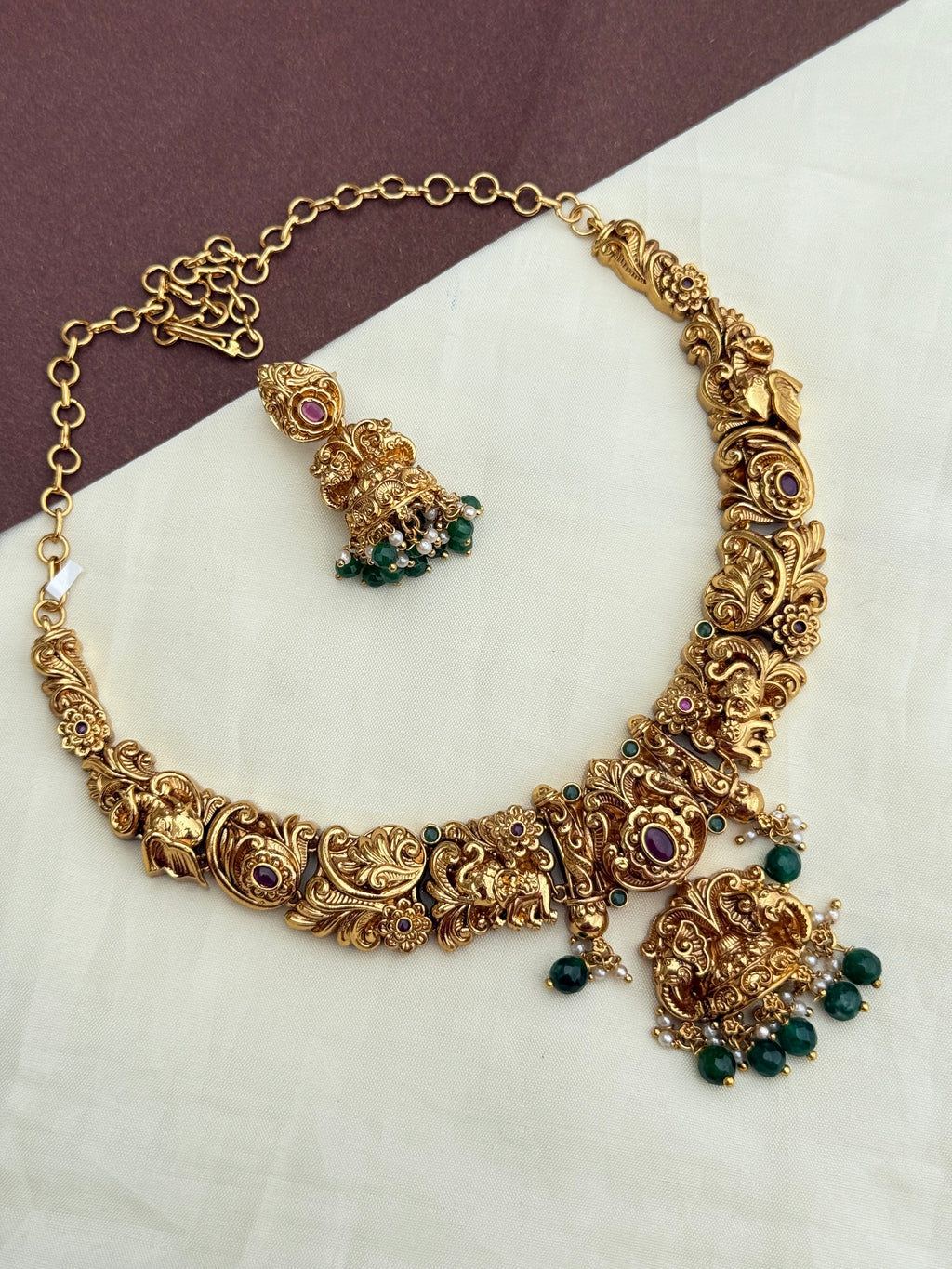 Ns282 elephant nakshi necklace with earrings..!