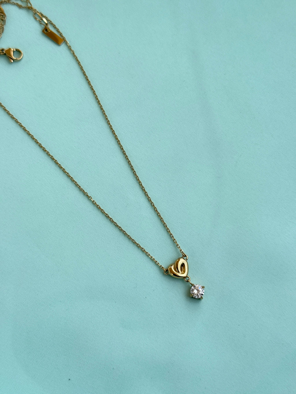 DC084 anti tarnish white stone gold heart 18inches adjustable daliy wear chains
