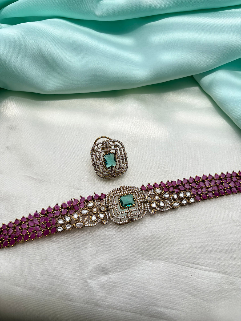 Ns952 diamond replica choker necksets  with studs