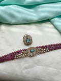 Ns952 diamond replica choker necksets  with studs