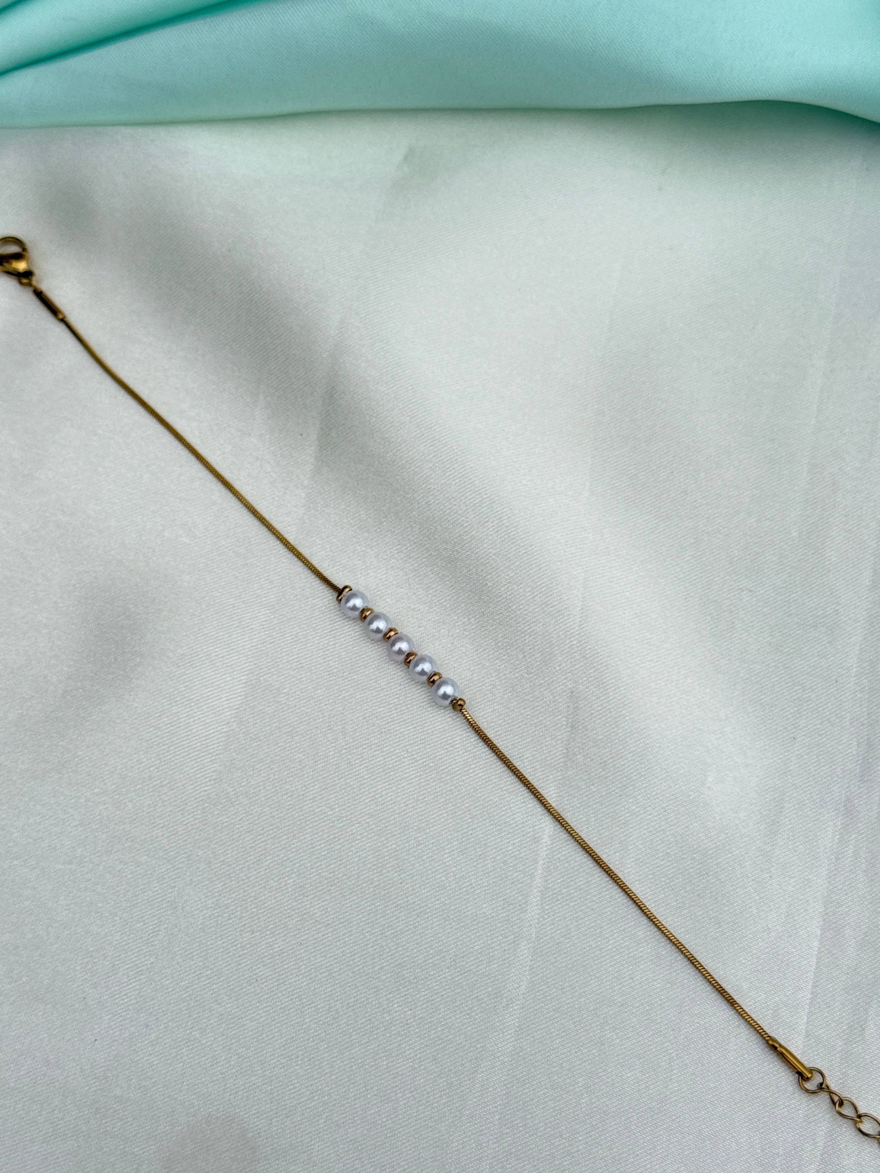 Ab602 micro gold pearls 7.5 inches 2:6 to 2:8 adjustable chain bracelet